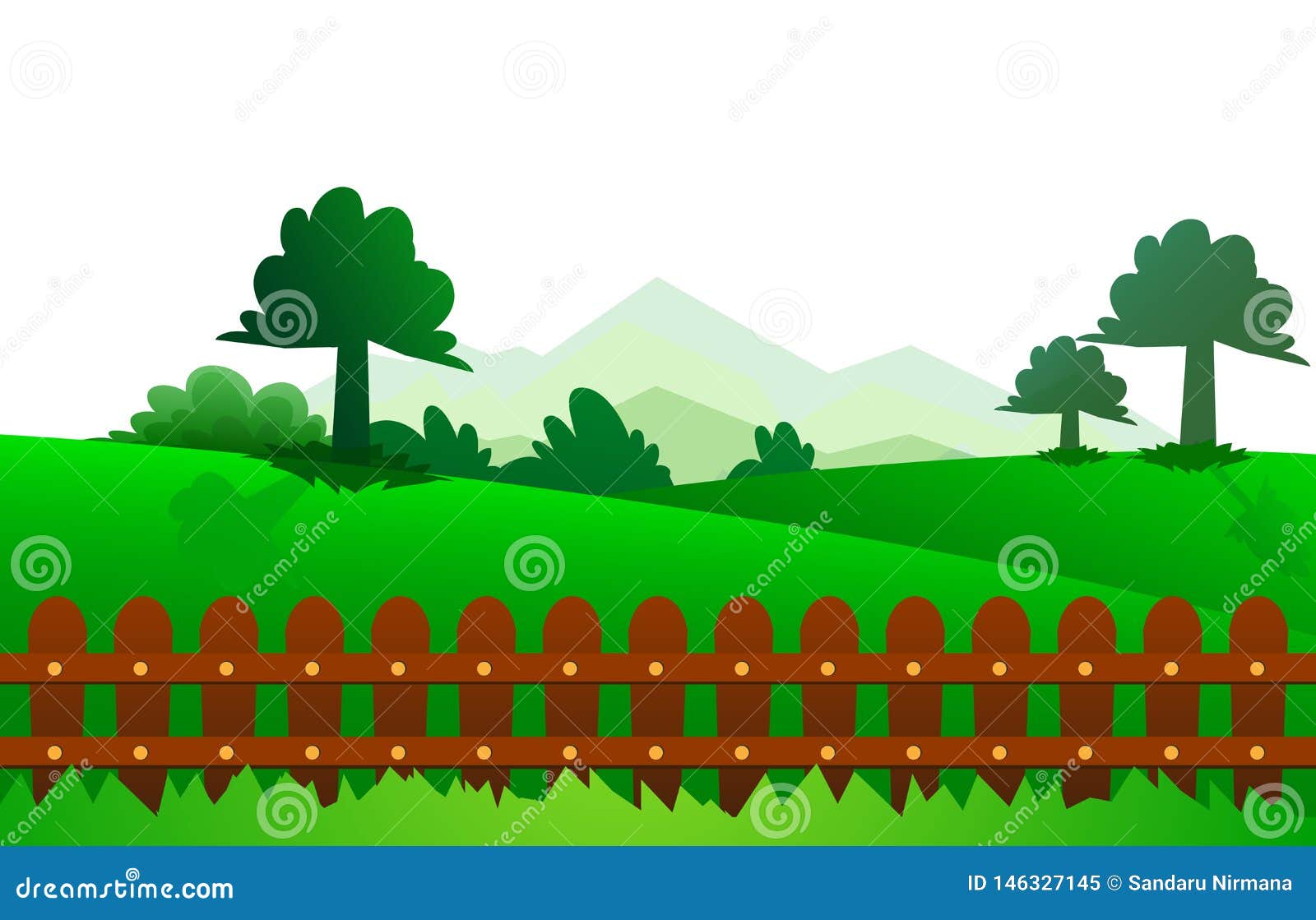 fence with green garden grass tree green meadow feild in ai10 s