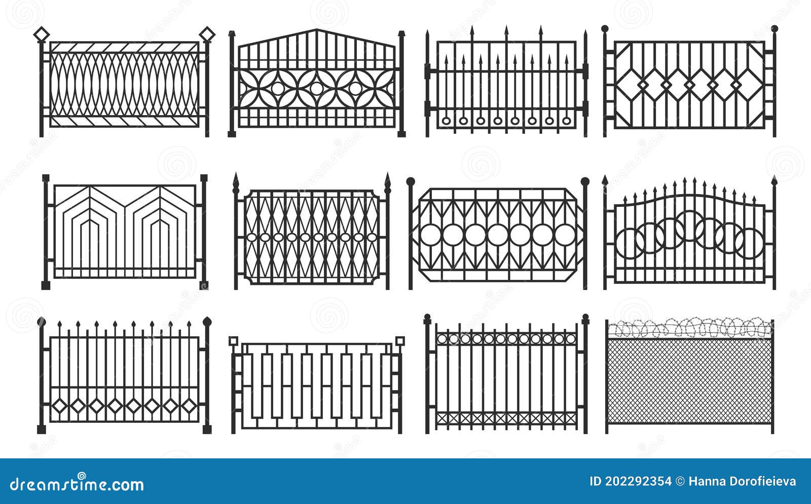 Fence, Metal Gates, Iron Steel Barriers, Fencing Stock Vector ...