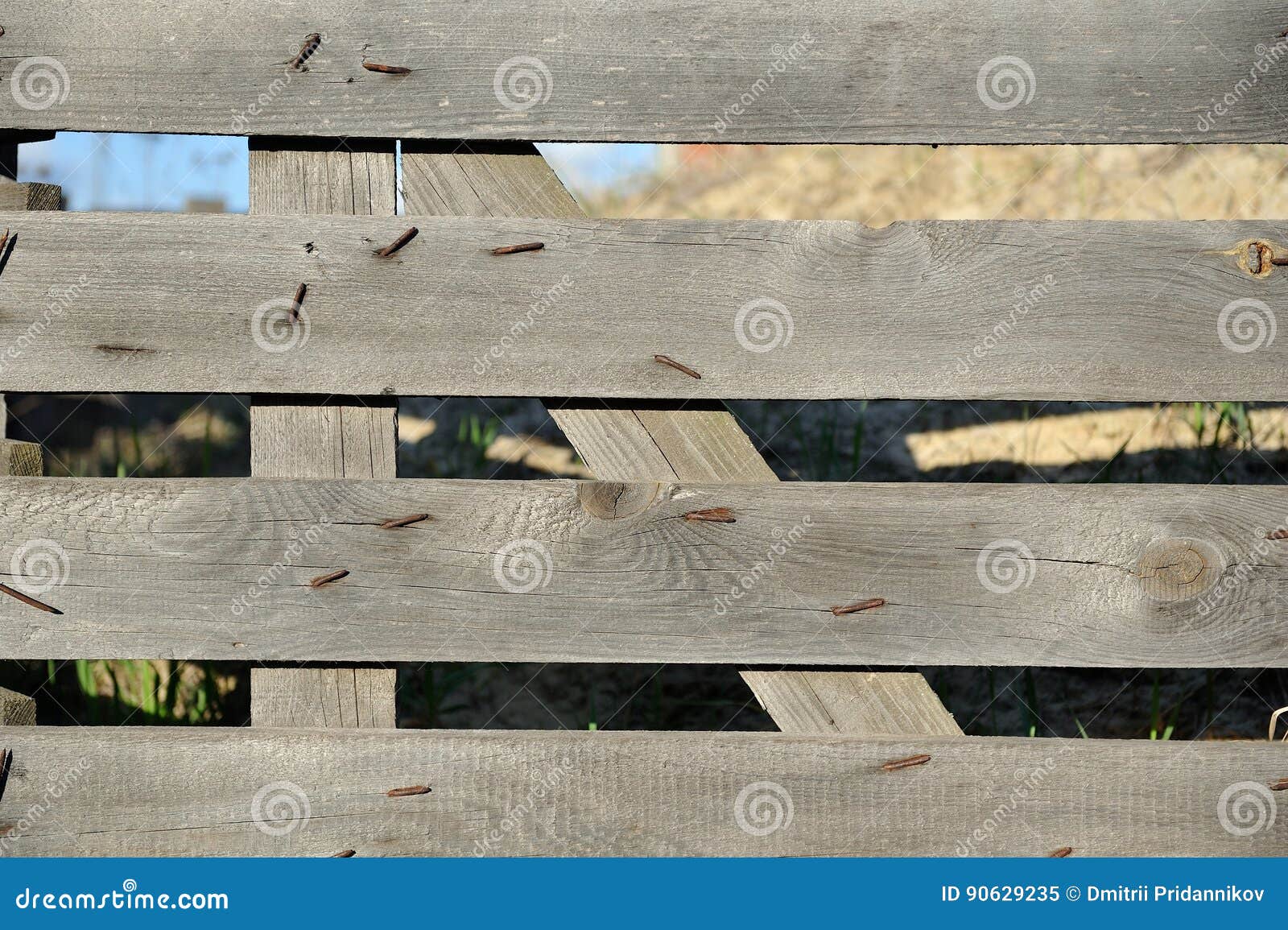 Fence from Old Boards, Rough with Nails Stock Image Image of expanded
