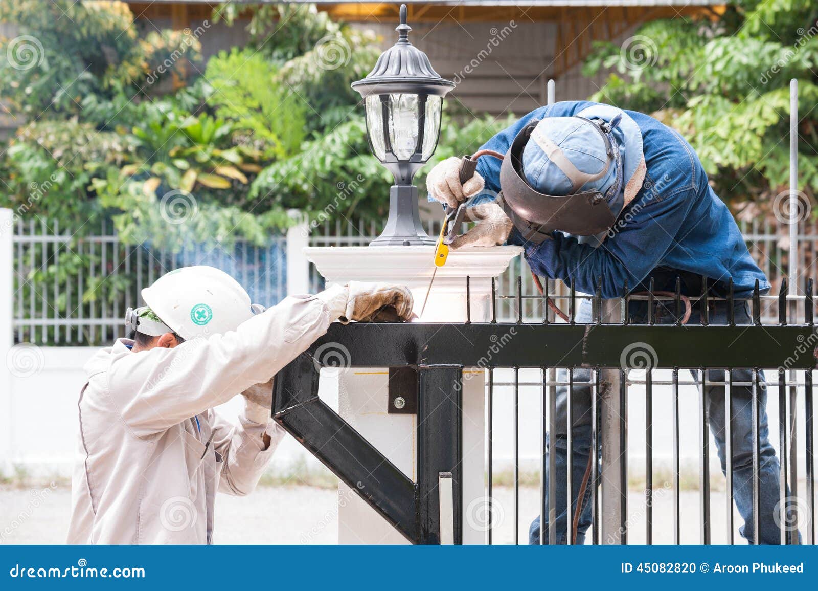 Fence Welder stock photo. Image of structure, flash, construction