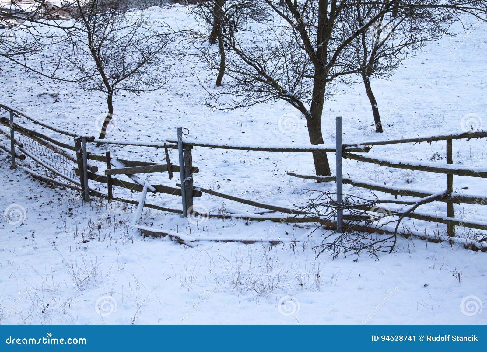 Fence stock image. Image of white, temperature, cold 94628741