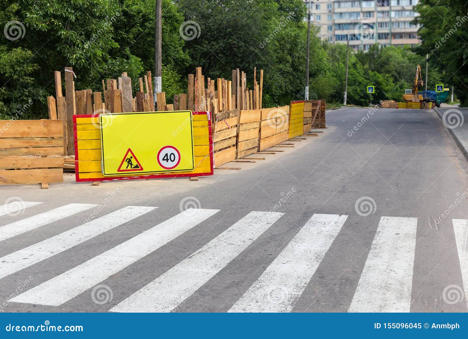 Fenced Section of City Street during of a Roadworks Stock Image - Image ...