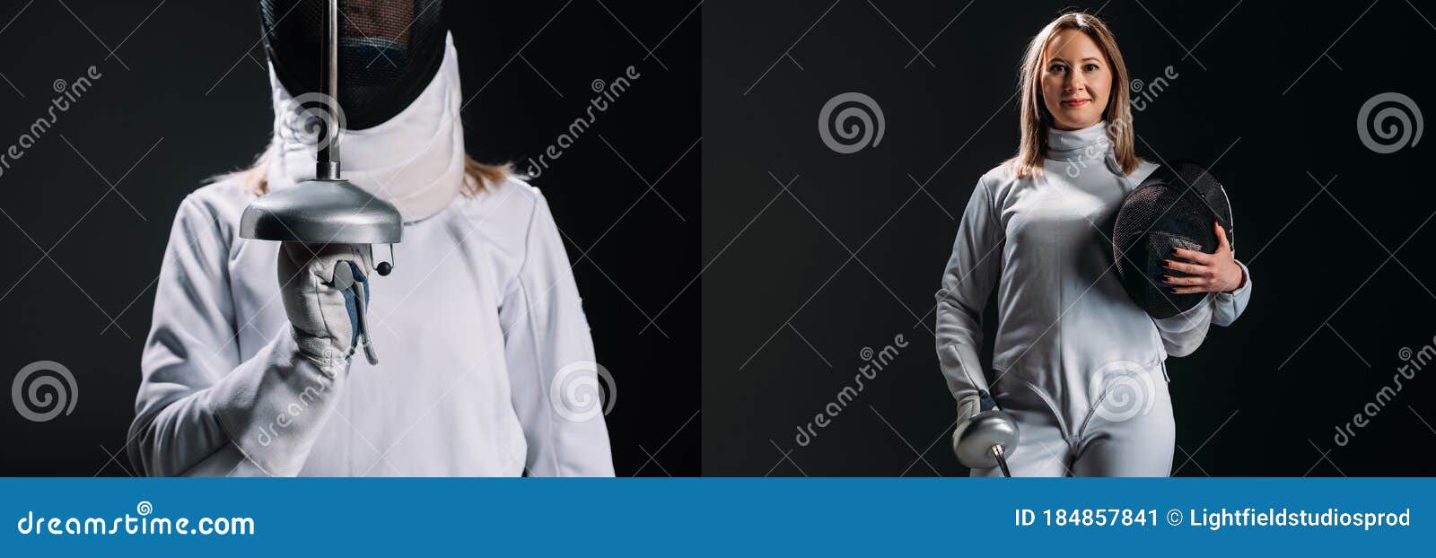 Of Fencer Holding Fencing Mask And Stock Image Image Of Swordswoman Protection