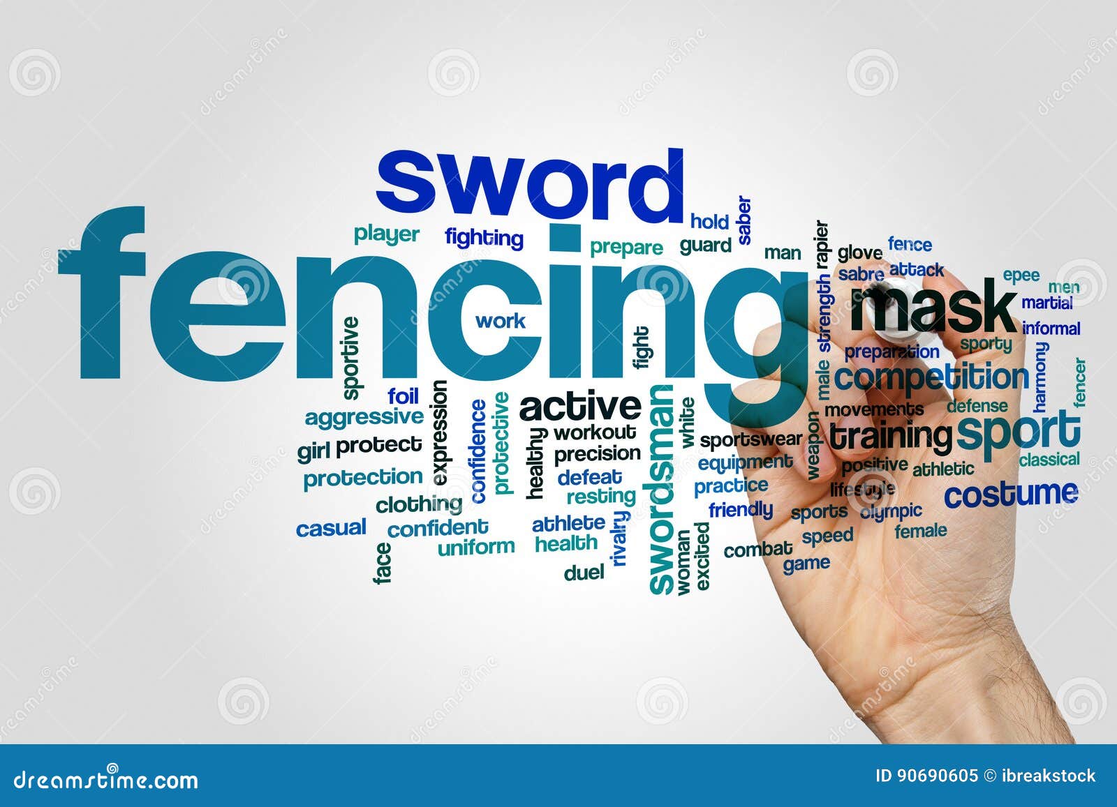 Fencing Word Cloud on Grey Background Stock Image Image of rapier