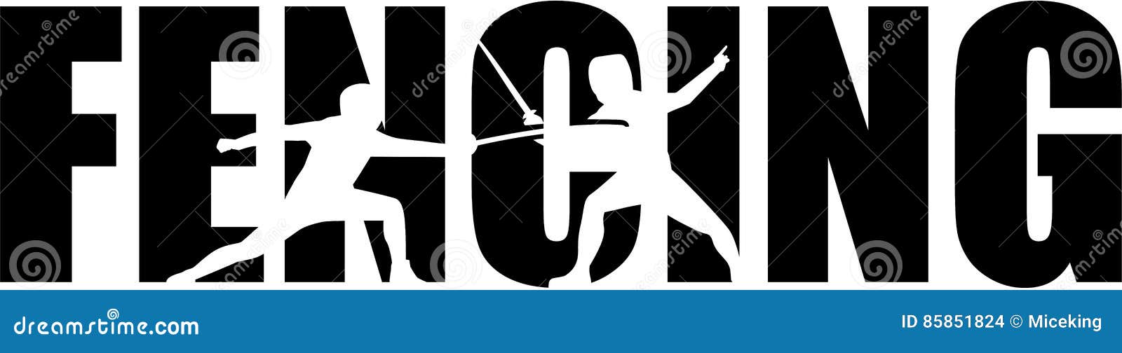 fencing word with fencer silhouettes