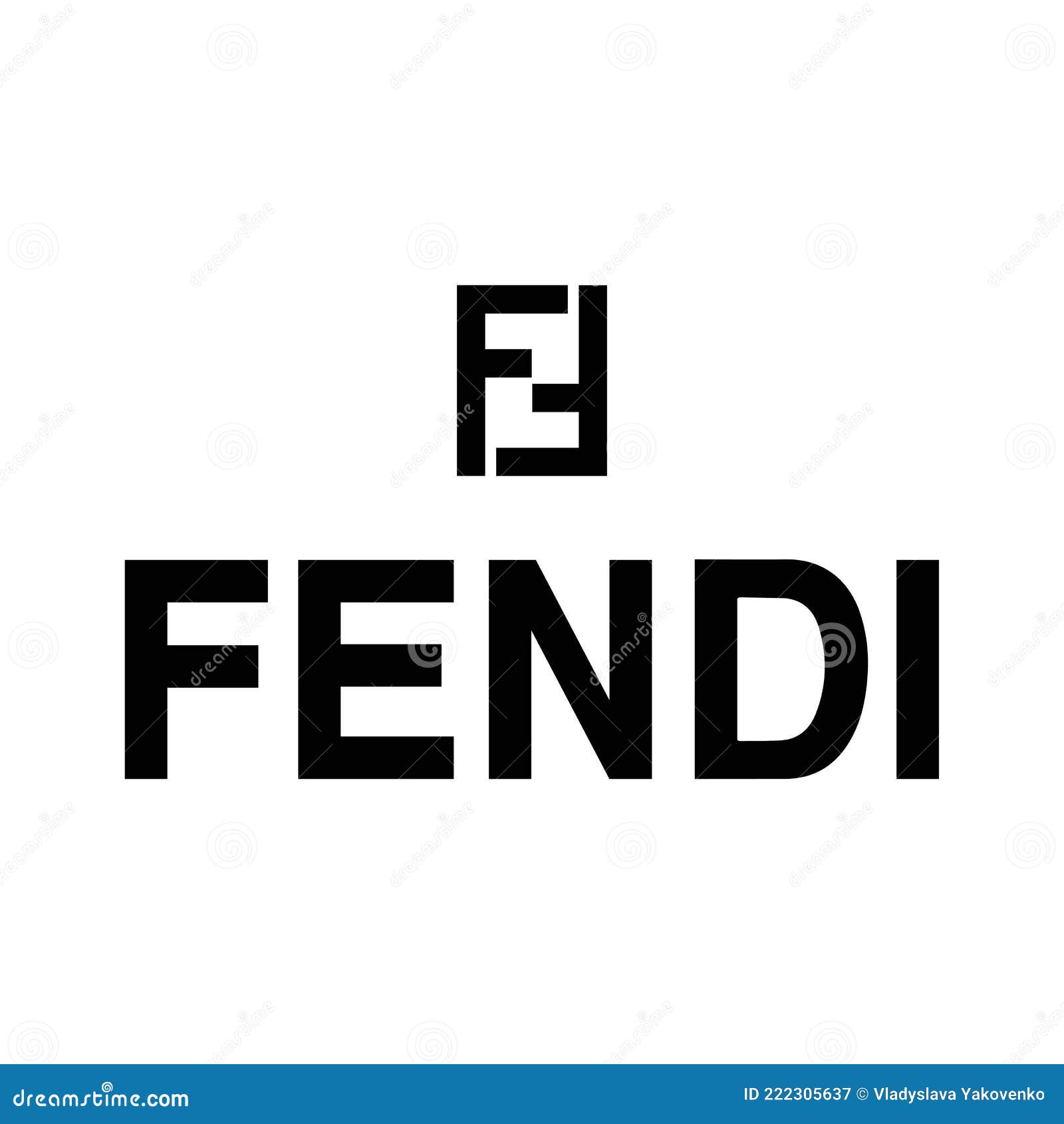 Fendi. Logo Popular Clothing Brand. FENDI Famous Emblem. Vector