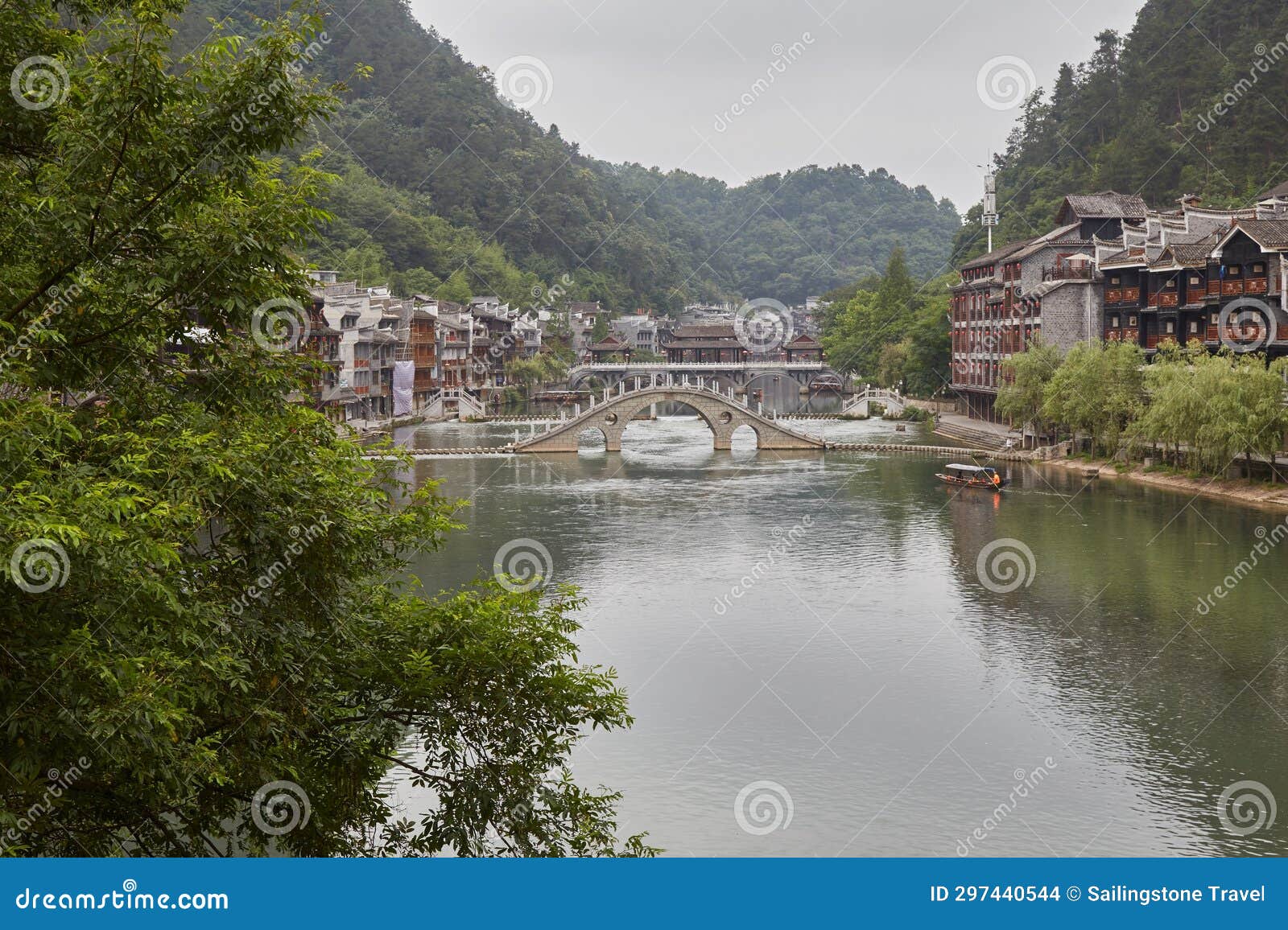 fenghuang ancient town in hunan provice, china is known for its traditional stilt houses