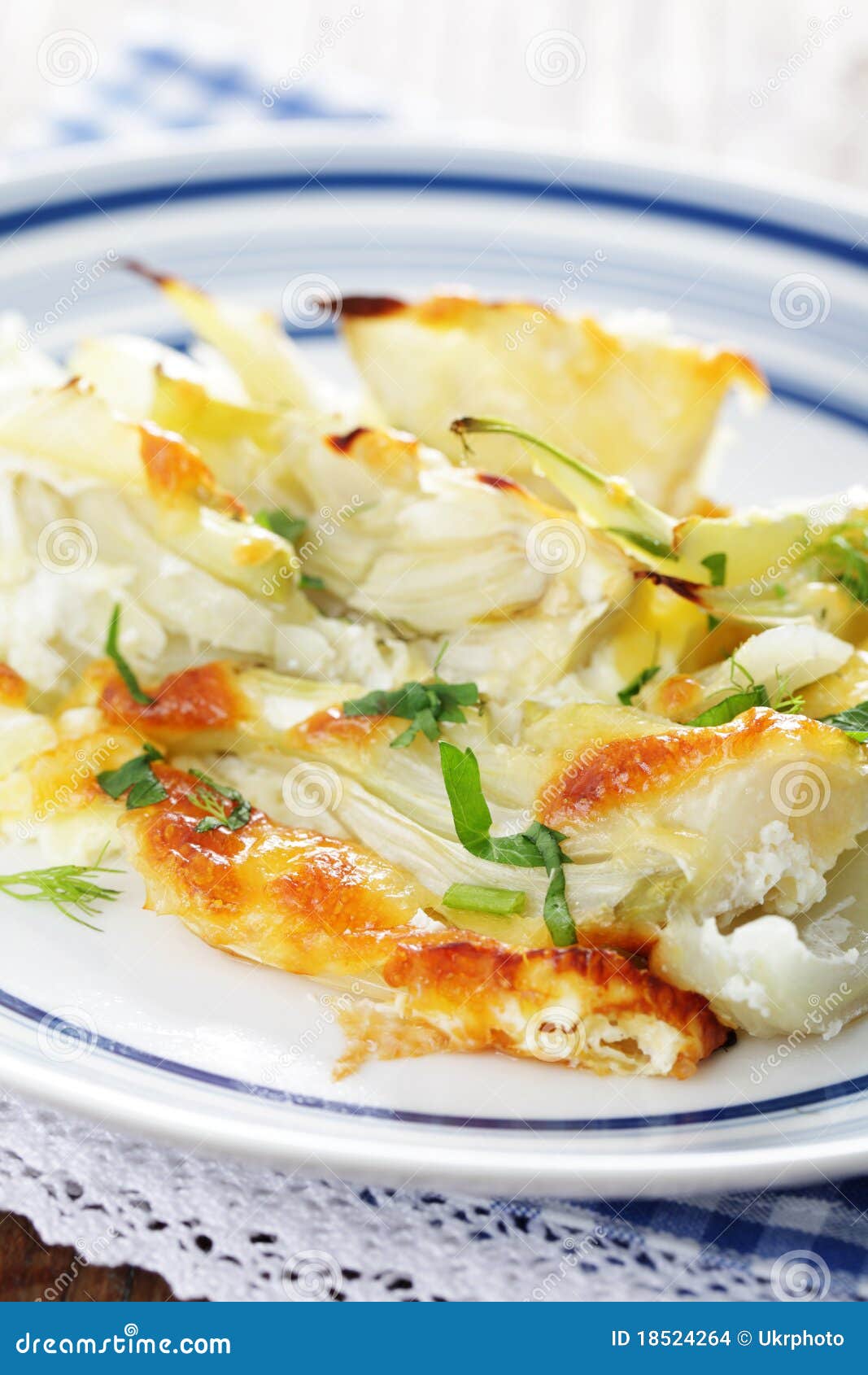 Fennel gratin stock photo. Image of lunch, sliced, blue 18524264