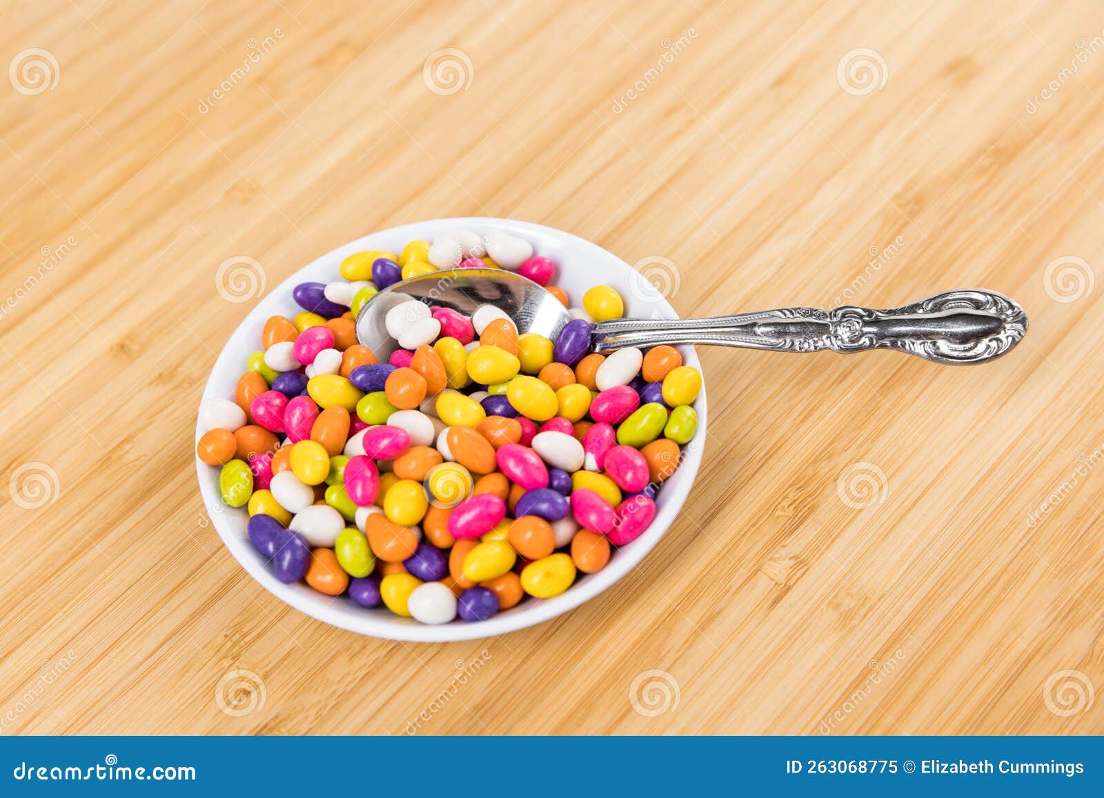 Fennel Seed Candy in a Bowl with a Spoon on a Wood Cutting Board Stock Image Image of edible