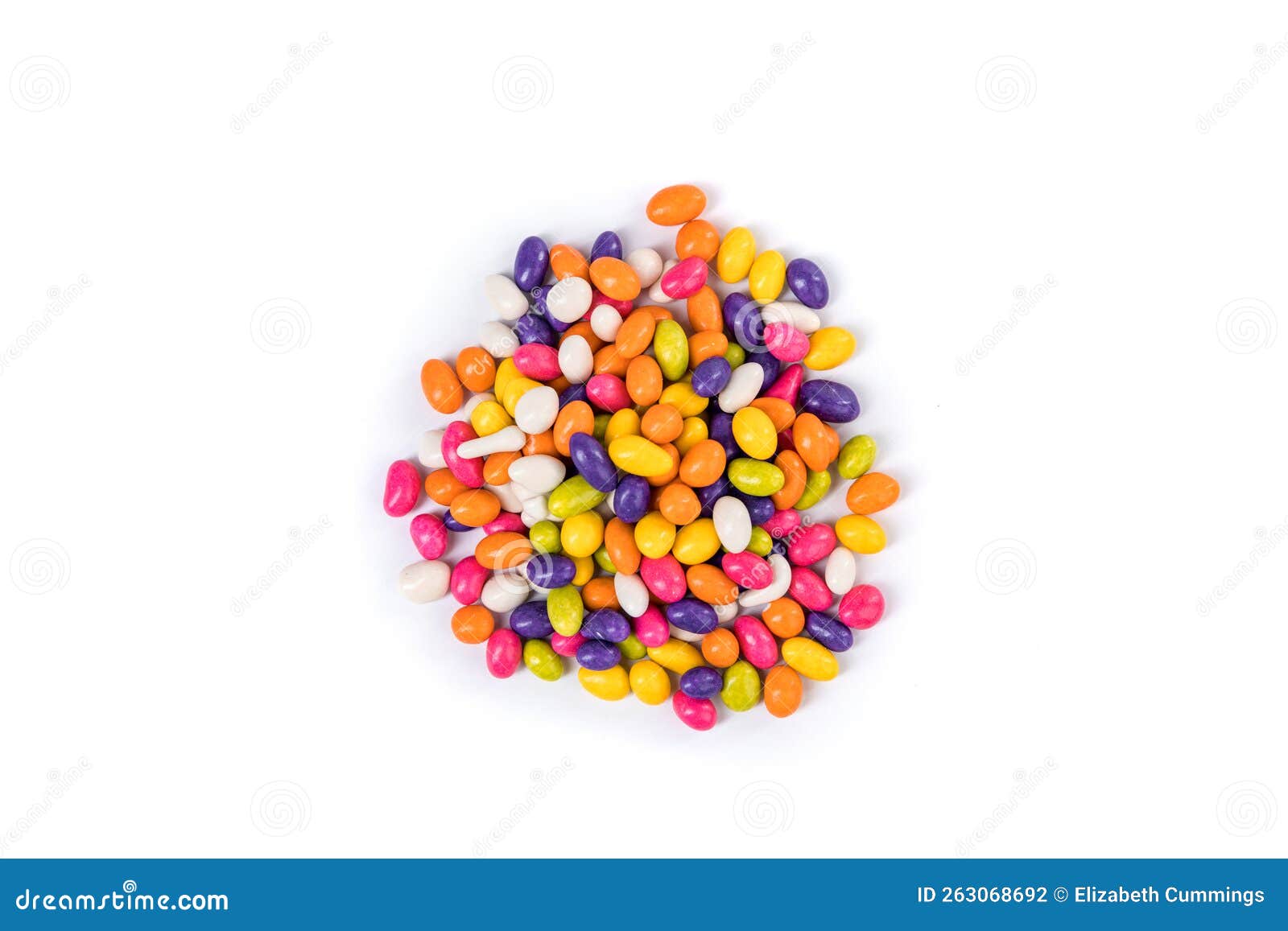 Fennel Seed Candy in a Pile Isolated Over White Top Down View Stock