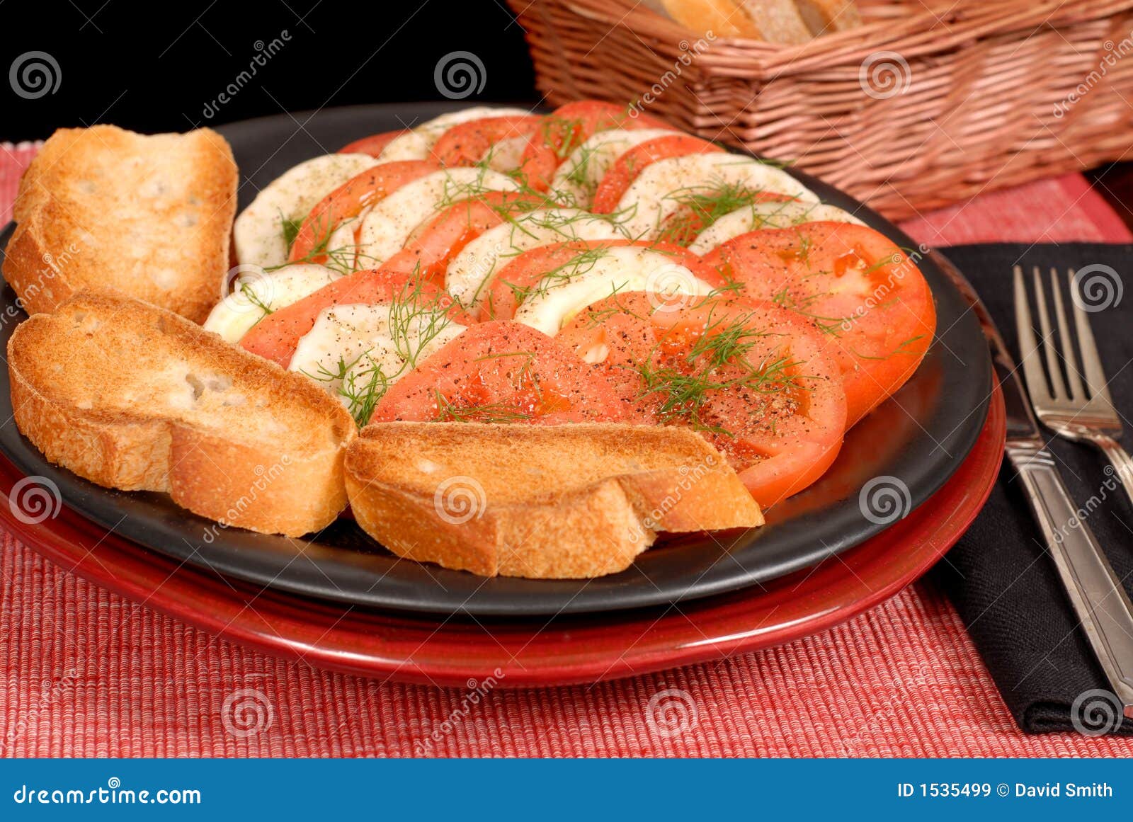 A Fennel and Tomato Salad with Crostini Stock Image Image of healthy