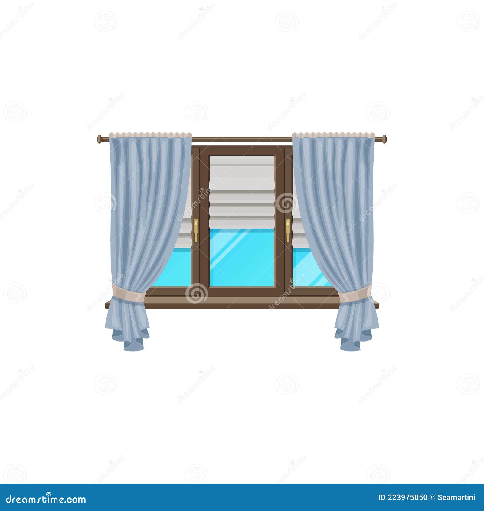Fenstervorhang Vorhänge Und Jalousie Vektor Abbildung - Illustration von  trennvorhang, gestänge: 223975050