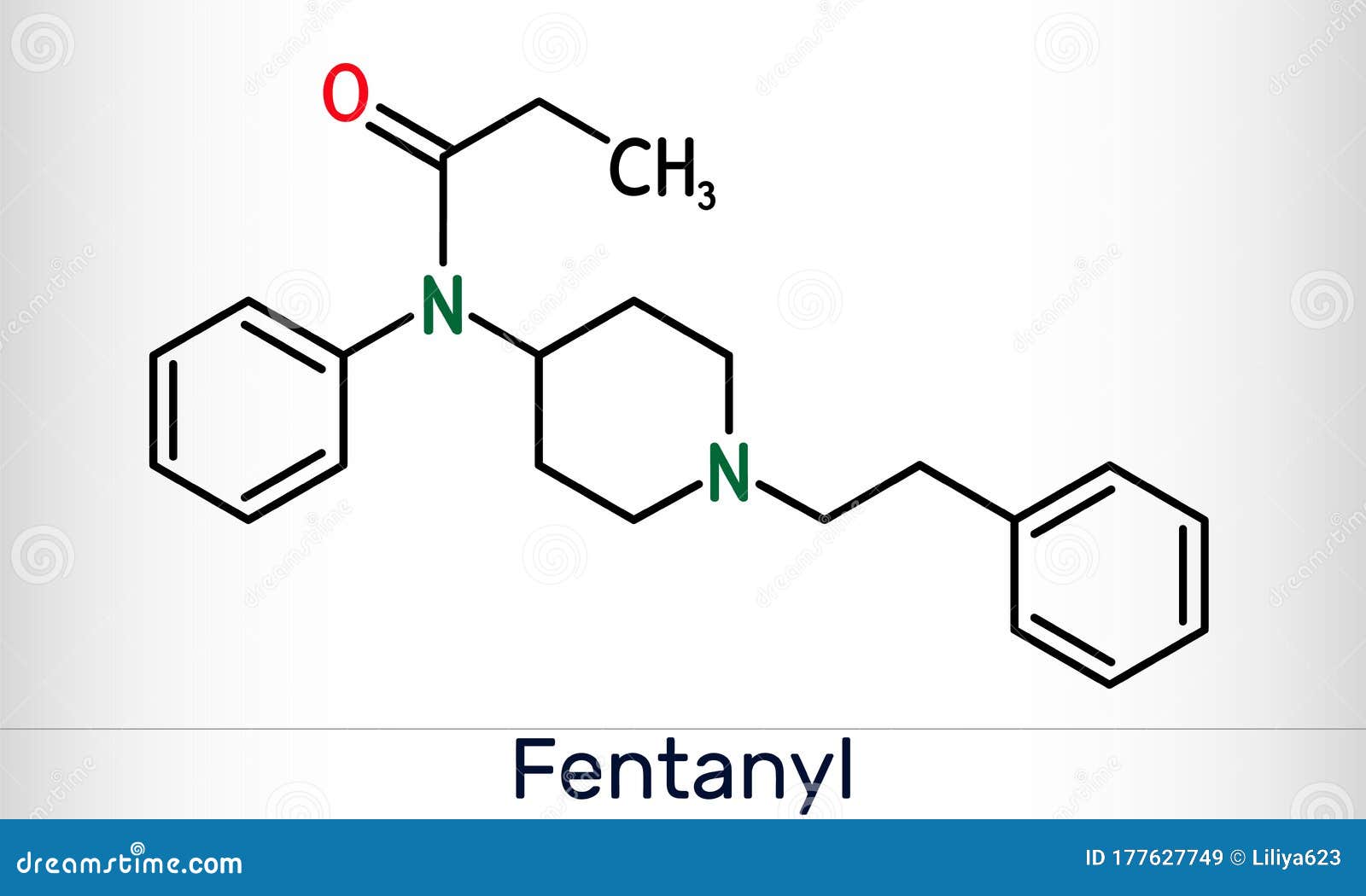 Fentanyl, Fentanil, C22H28N2O Molecule. it is Opioid Analgesic Stock Vector  - Illustration of atomic, fentanyl: 177627749