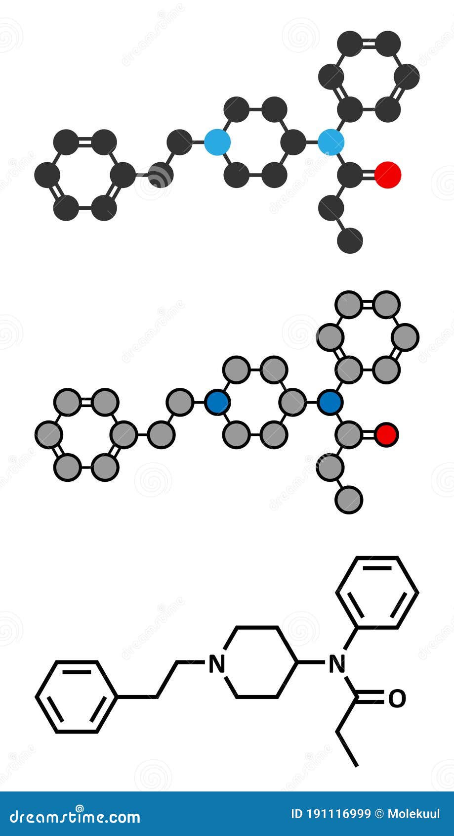 Fentanyl (fentanil) Opioid Analgesic Drug Molecule Stock Vector -  Illustration of transdermal, atomic: 191116999