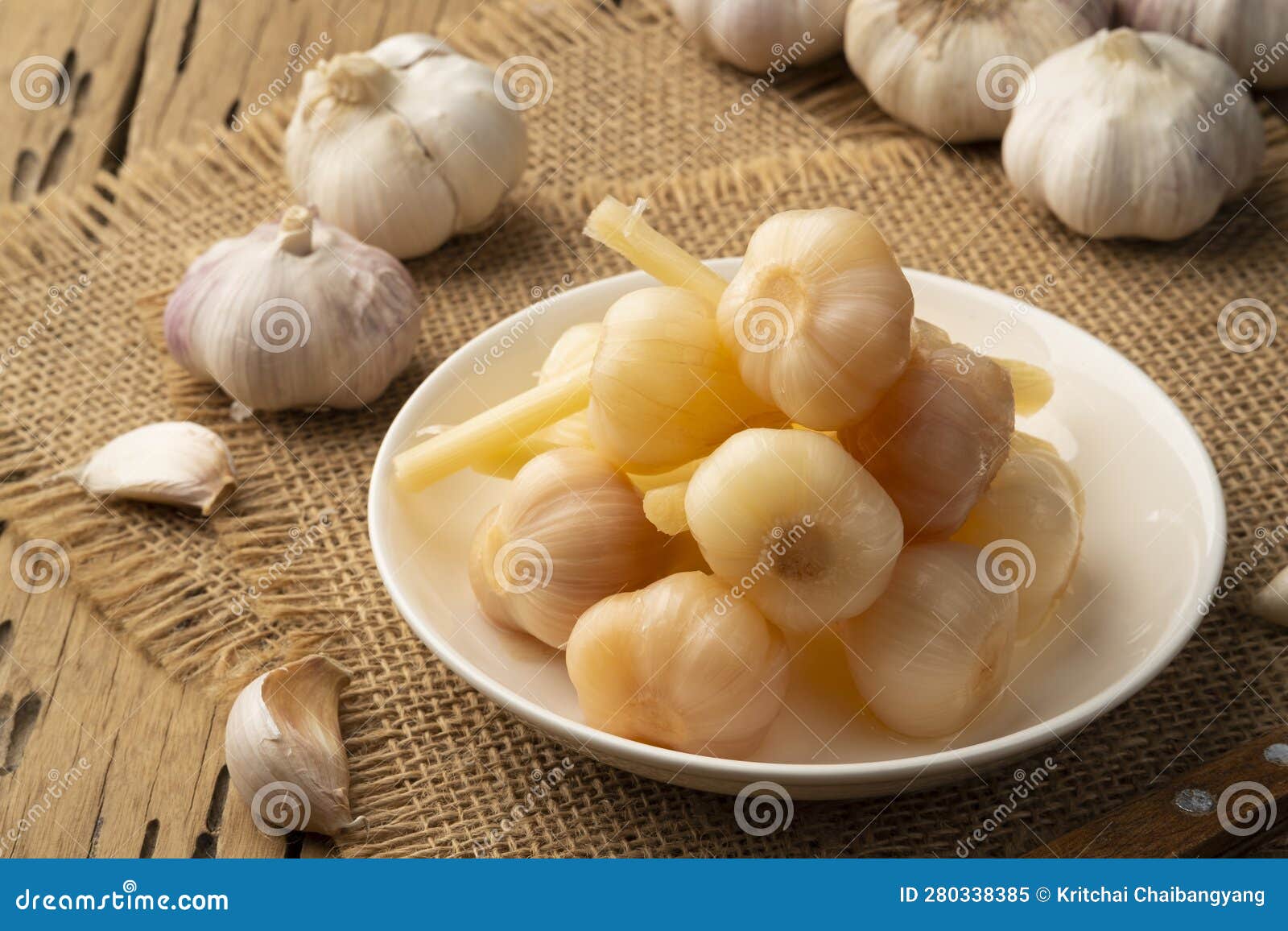 Fermented a Garlic Head,Pickled Garlic Stock Image Image of pickles