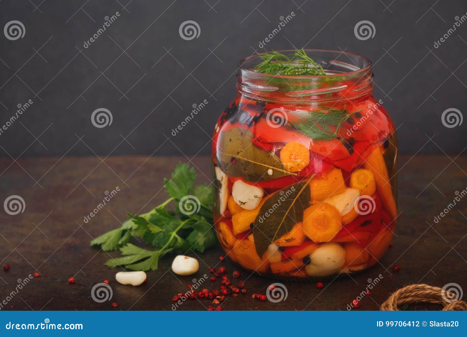 Fermented Pickled Vegetables in Jar Stock Photo Image of fermented