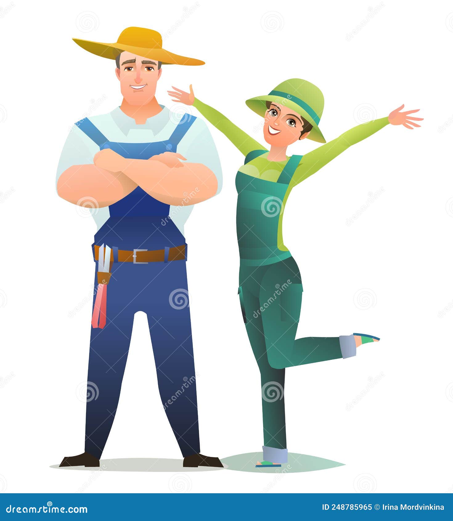 Fermier Villageois Homme Et Femme Dans Les Salons. Travailleur Agricole.  Personne Joyeuse. Pose Debout. Dessin Animé Illustration de Vecteur -  Illustration du affaires, illustration: 248785965