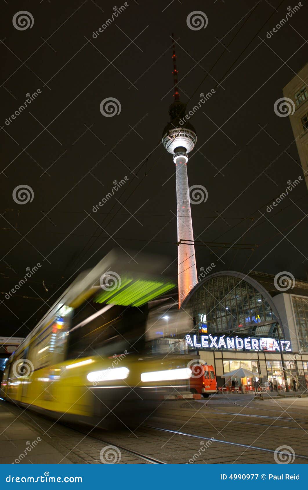 fernsehturm and tram at alexanderplatz