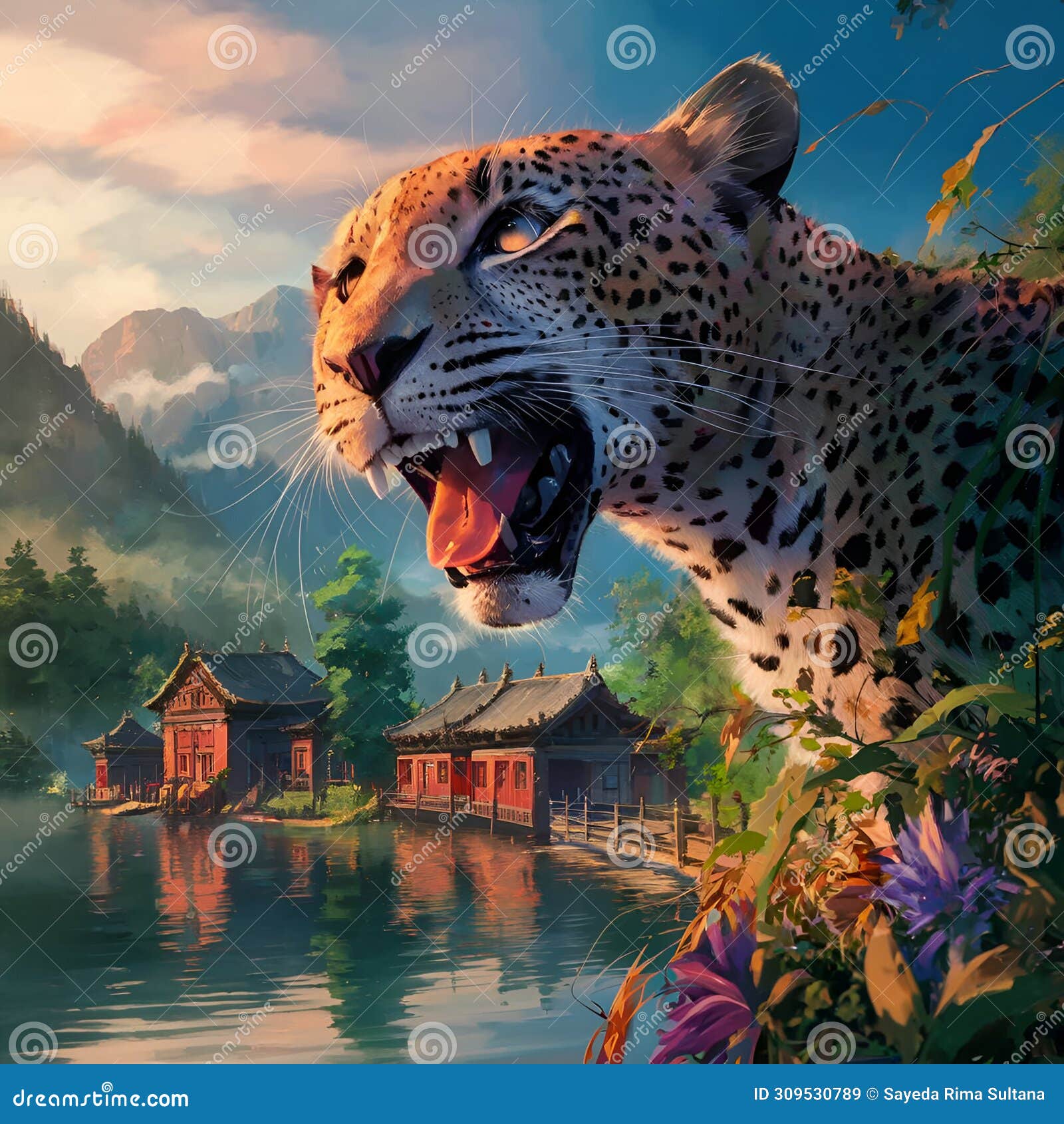 ferocious wild tiger in nature ai generated