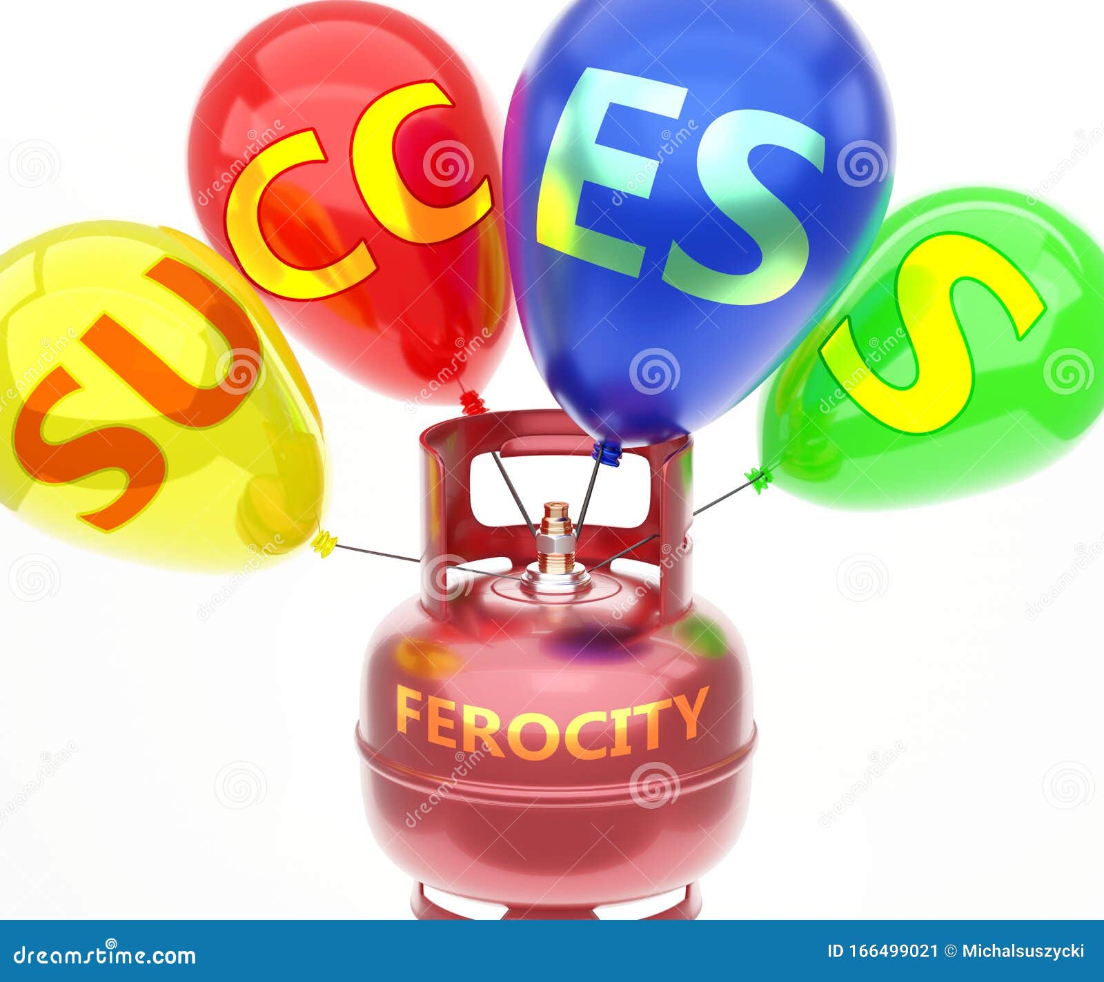 ferocity and success - pictured as word ferocity on a fuel tank and balloons, to ize that ferocity achieve success and