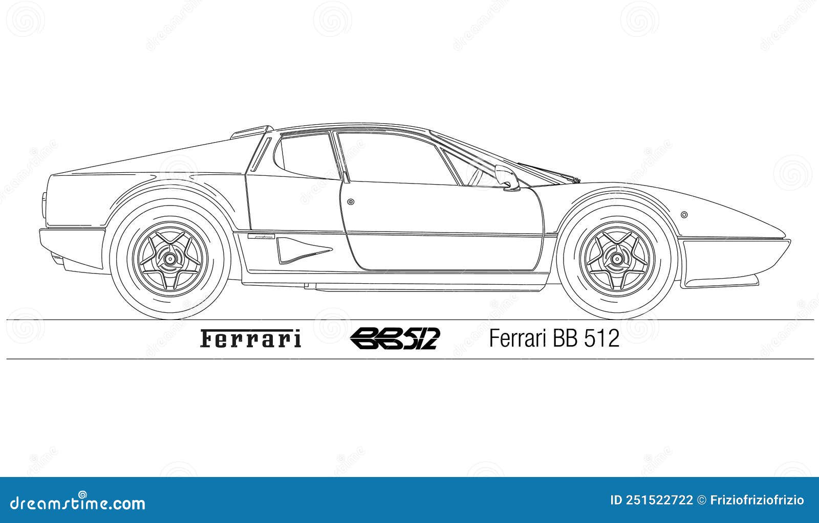 Ferrari BB 512 Vintage Car, Silhouette Drawing Editorial Photography ...