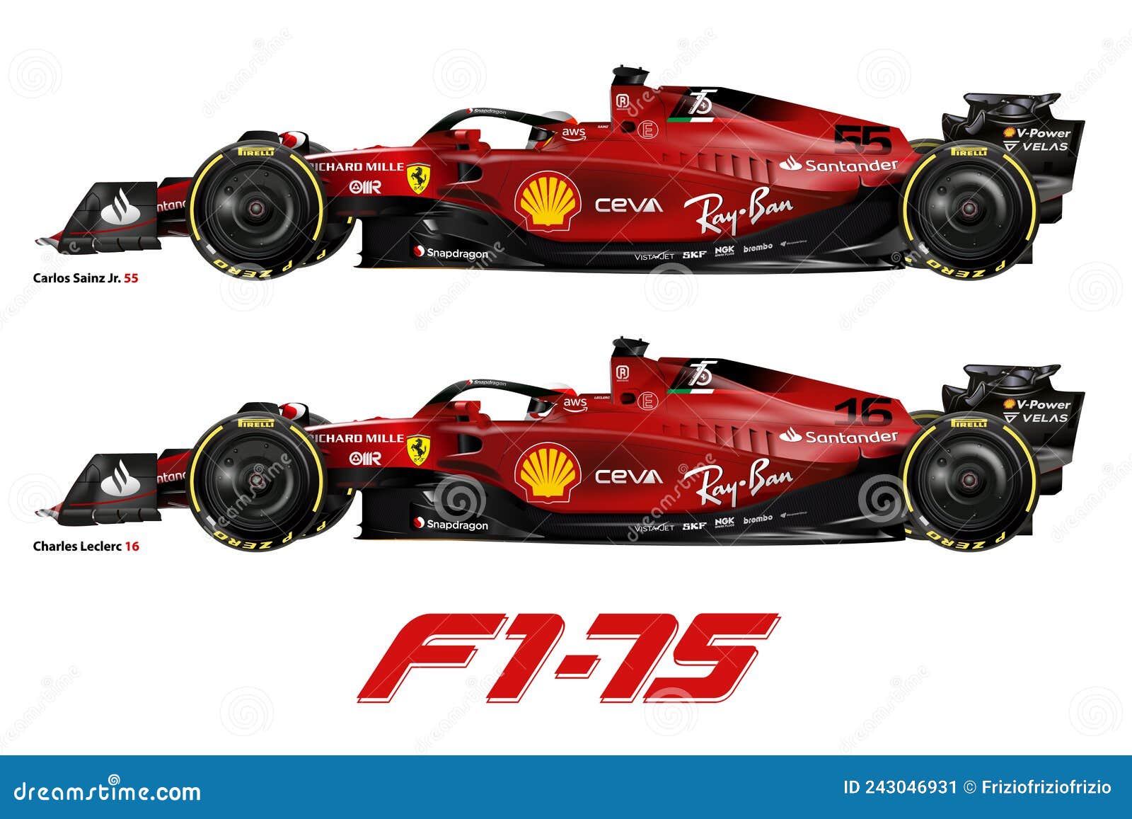 Ferrari F1 75 Carlos Sainz E Charles Leclerc 2022 Foto Editorial