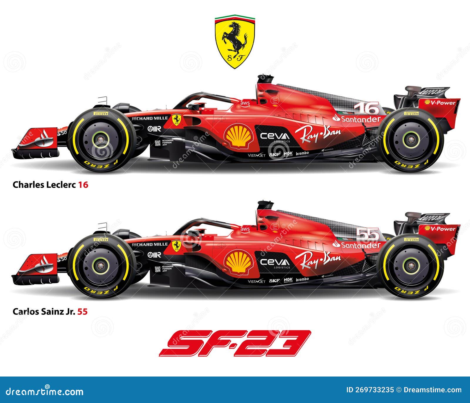 Ferrari Sf23 Fórmula 1 C. Sainz E C. Campeonato Lecerc 2023 F1