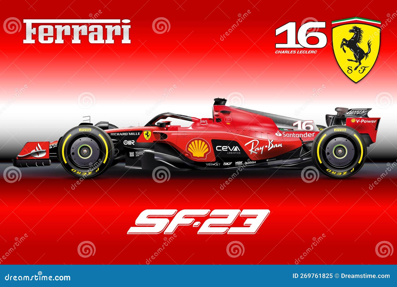 Ferrari Sf23 Formule 1 Charles Leclerc Numéro 16 Championnat F1