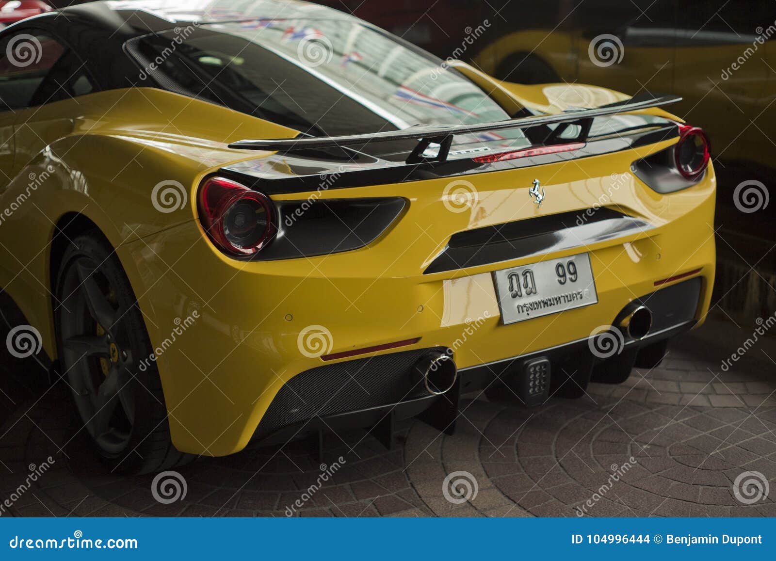 Ferrari 488 Spider Yellow Back Side View Editorial Stock