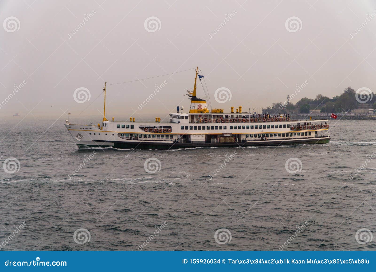 ferries of istanbul, also known as vapur. marmara sea and istanbul cityscape in the background. bosphorus ride