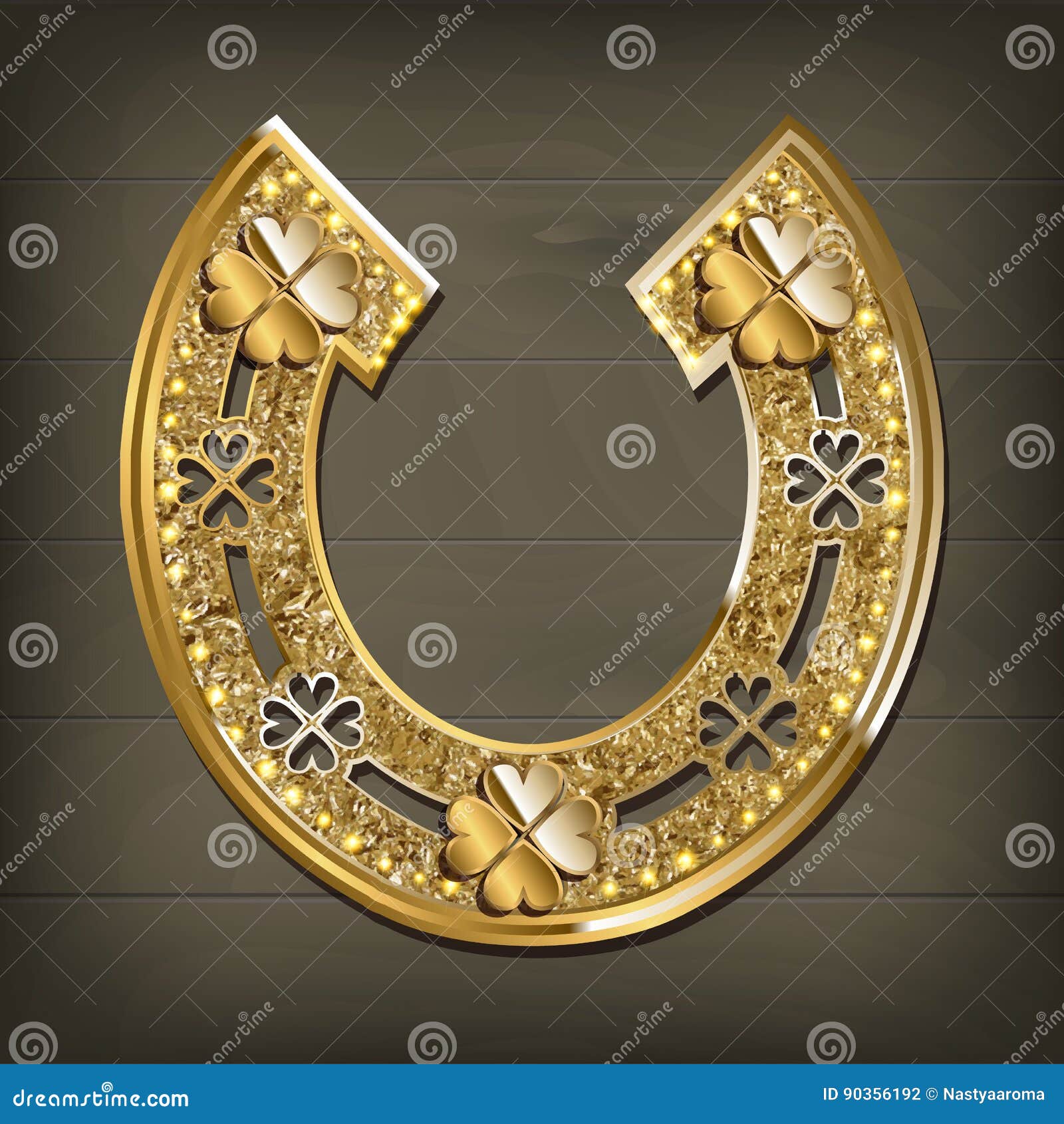 Decorazione Parete Metallo Vintage Con Quadrifoglio E Ferro Di Cavallo Portafortuna - Per Interni Ed Esterni