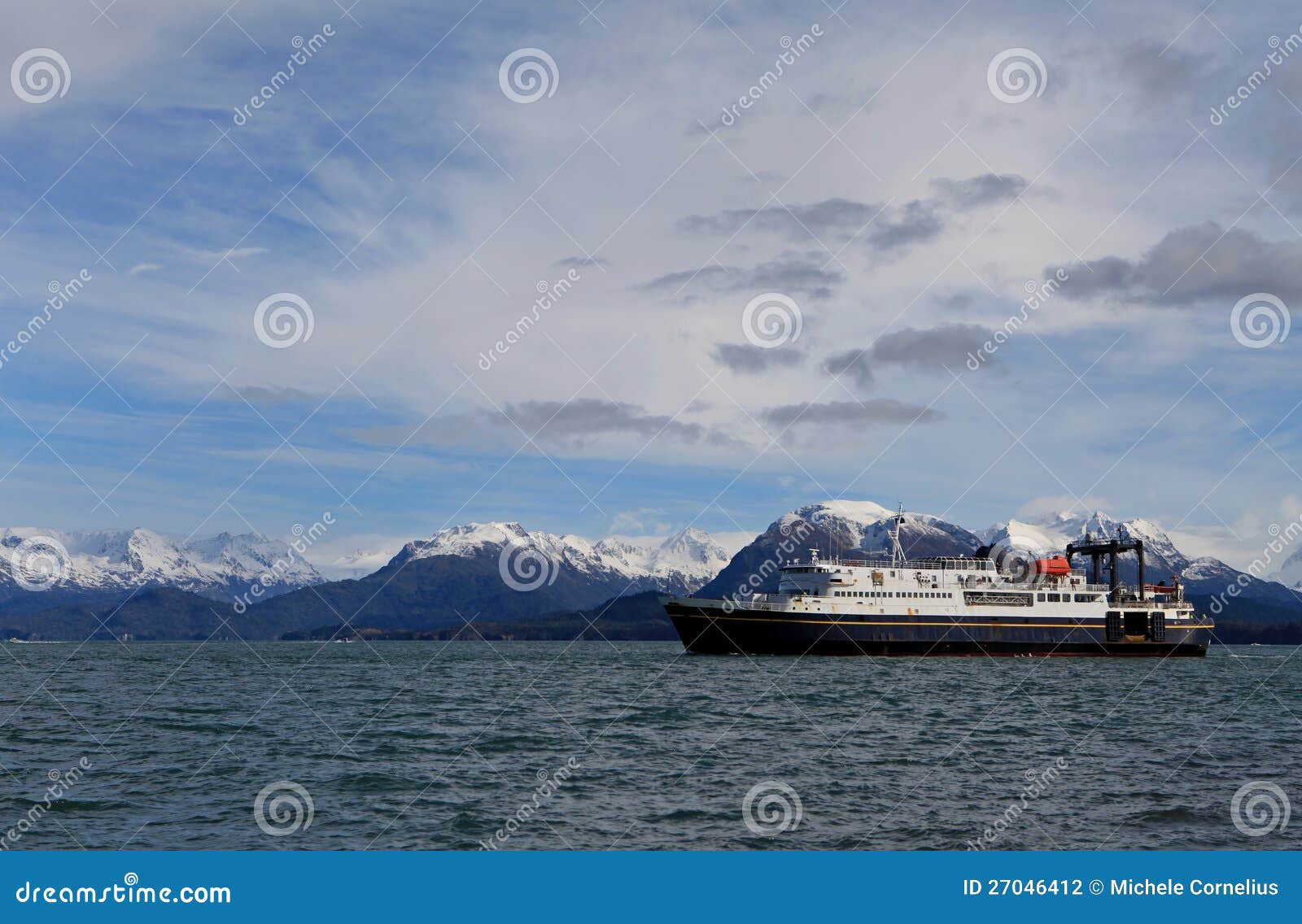 Ferry Approaching Homer, Alaska Stock Photo Image of ocean, clouds