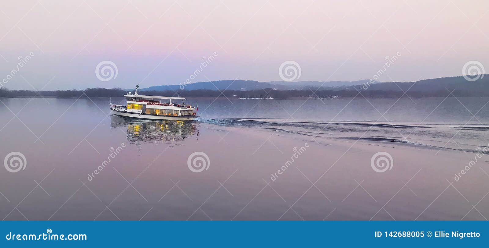 ferry boat crossing lago maggiore from arona  to angera italy