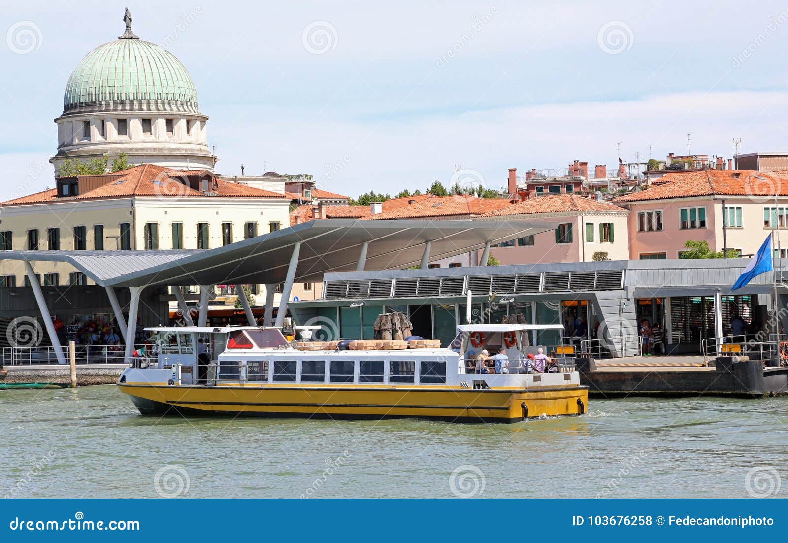 ferry boat navigates fast on the venetian lagoon near lido di v