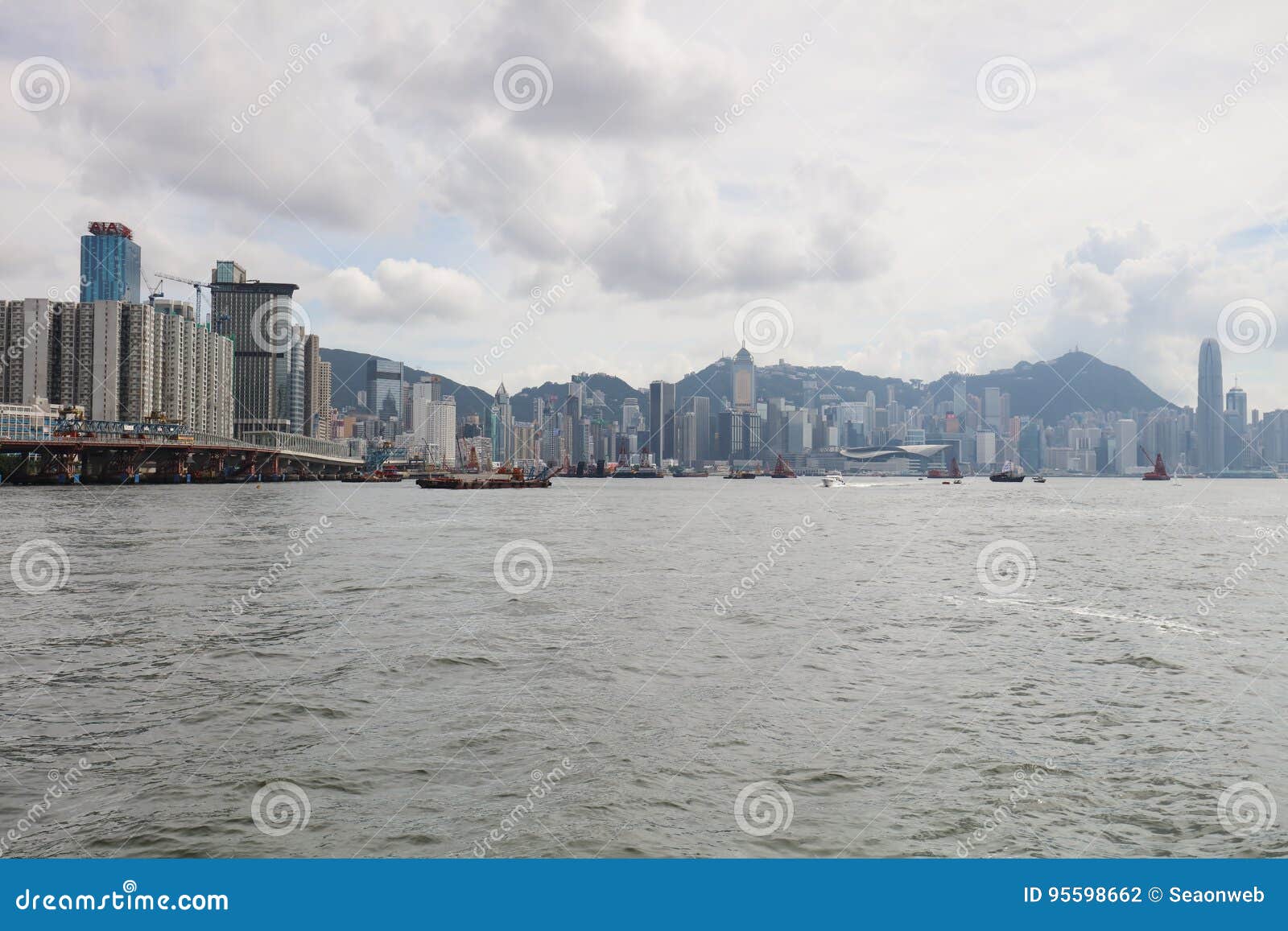 Ferry View of Victoria Harbor Kowloon and Hk Editorial Photography