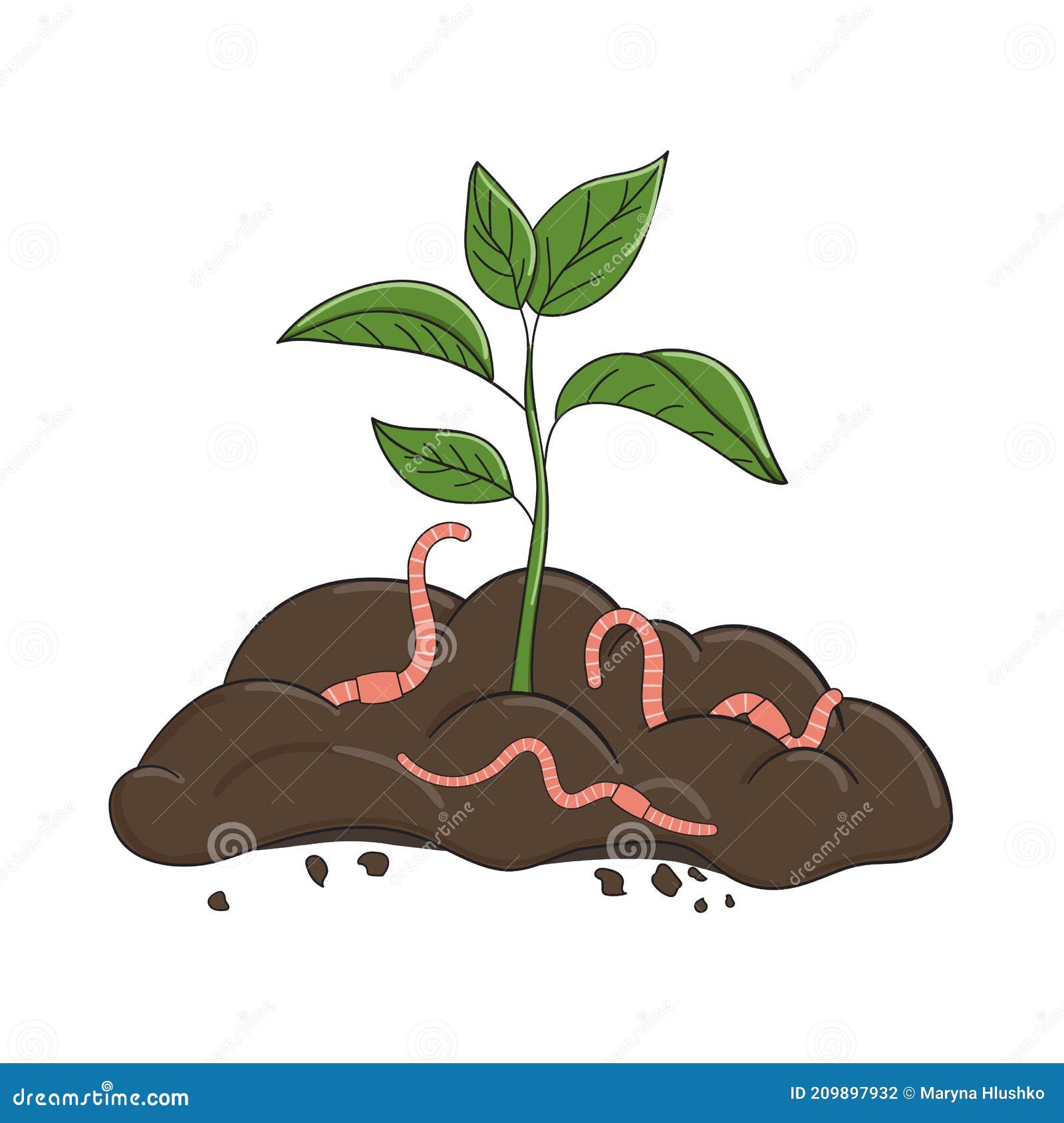 Fertilizante Orgánico De Jardín Con Gusanos. Pila De Compost Lista Con  Brote. Reciclar Desechos Orgánicos. Concepto De Vida Sosten Ilustración del  Vector - Ilustración de travieso, putrefacto: 209897932