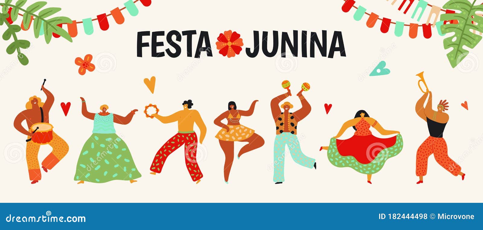 festa junina. tradition brazil party. dancing carnaval, latin june celebration poster. summer holiday woman man with