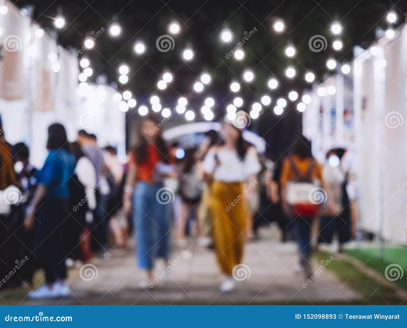 Festival Event Night Market Hipster People Blur Background Stock Image