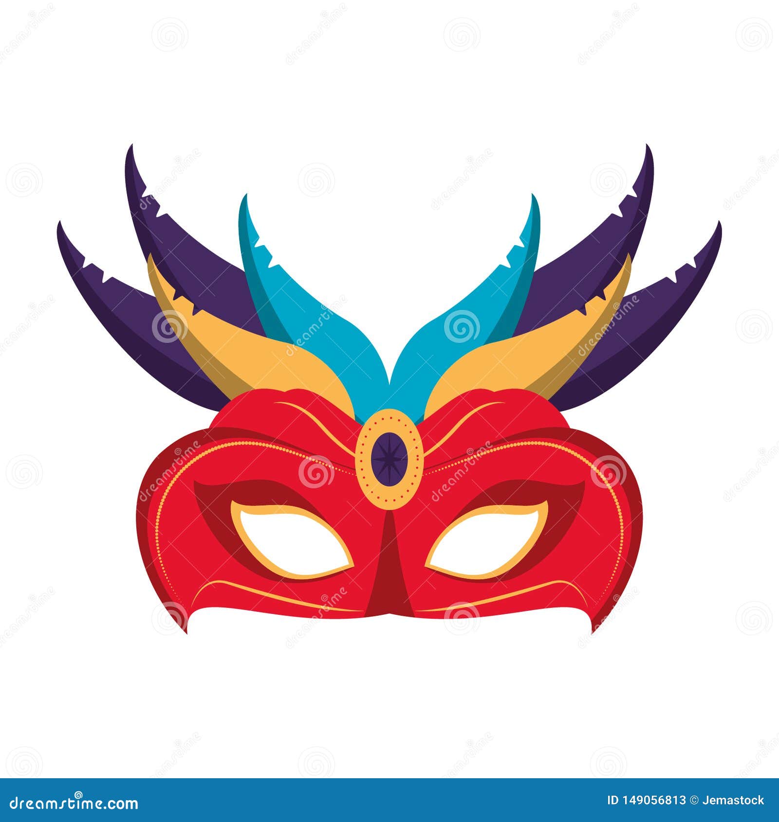 Festival Mask with Feathers Stock Vector - Illustration of masquerade,  party: 149056813
