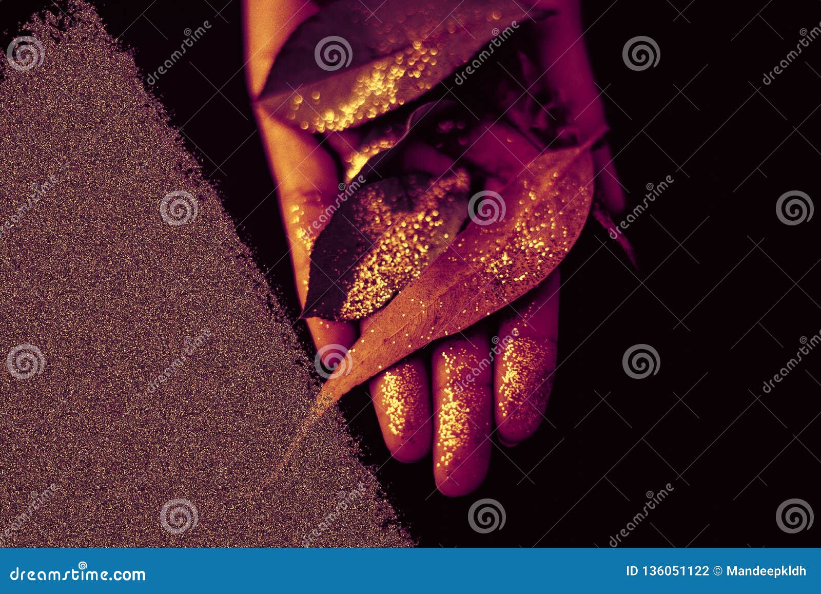 Festive Background Creative Autumn Leaves Splashed With Glitter Festive Background Creative Autumn Leaves Splashed With Glitter