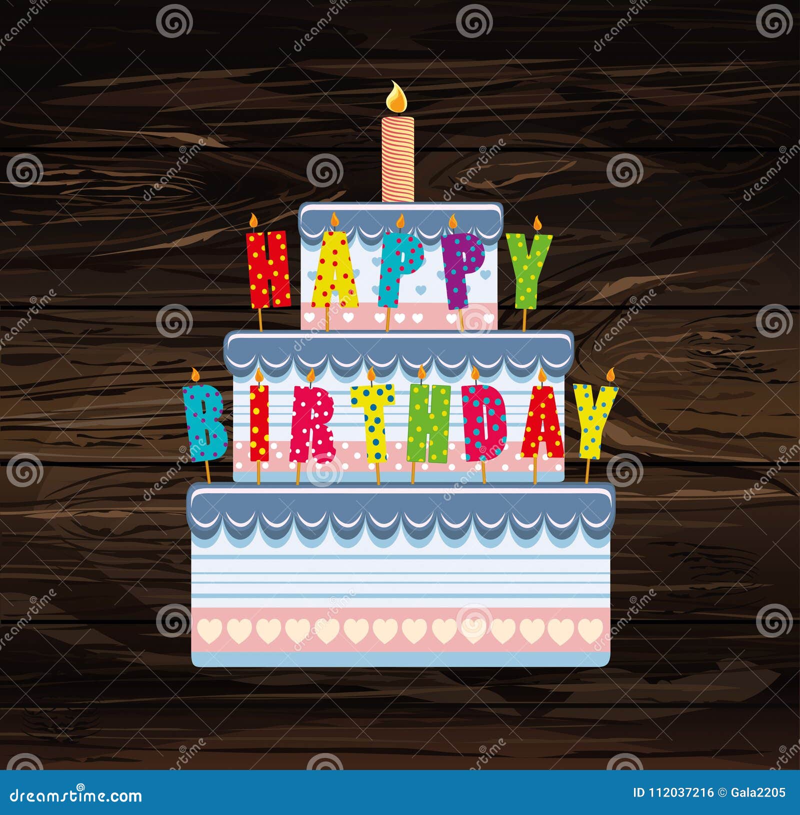Festive Big Cake.Letters Happy Birthday. Greeting Card or Invitation for a  Holiday Stock Vector - Illustration of birthday, cupcake: 112037216