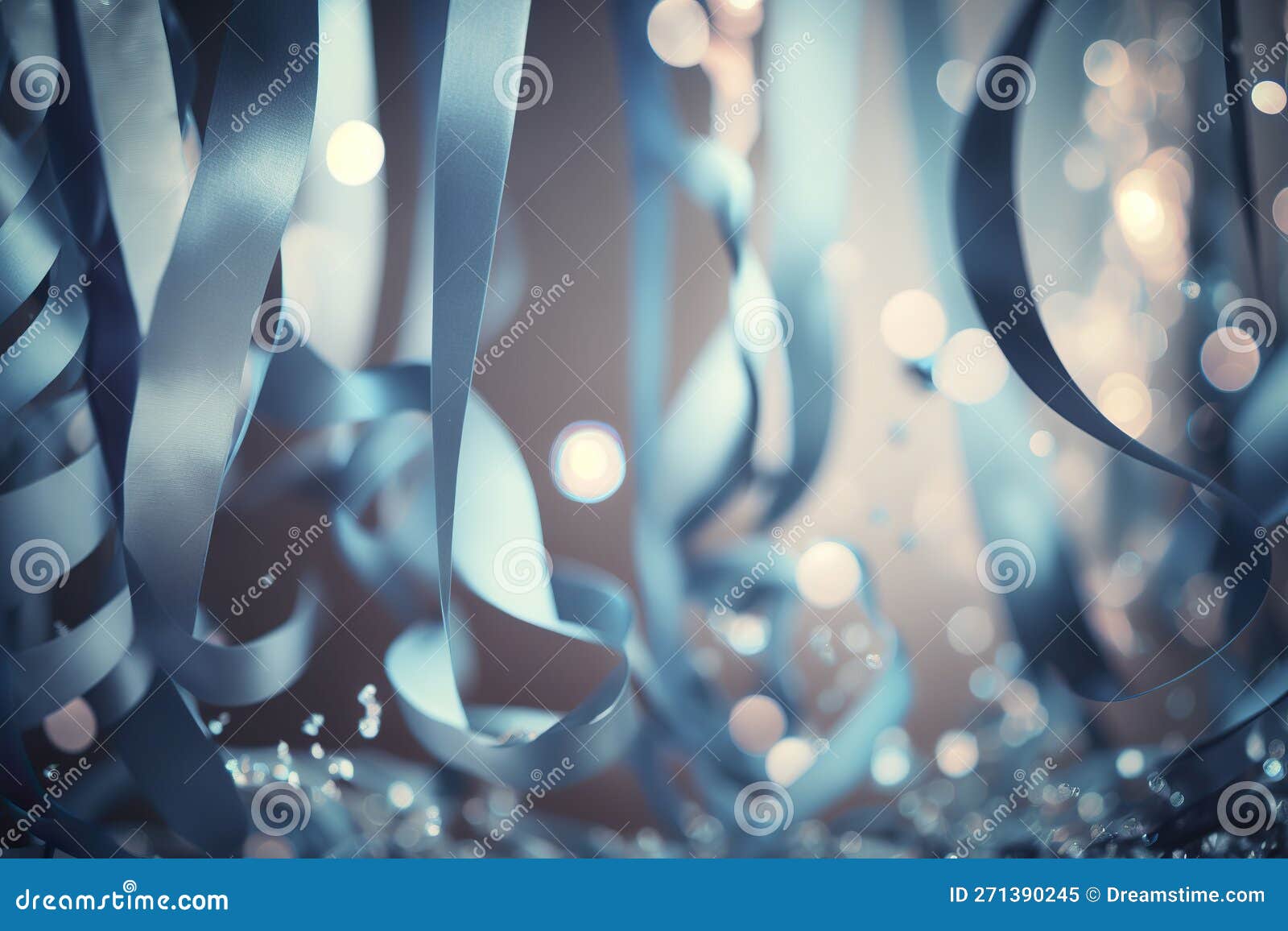 Festive Bokeh Streamers Background. Generative AI Stock Illustration