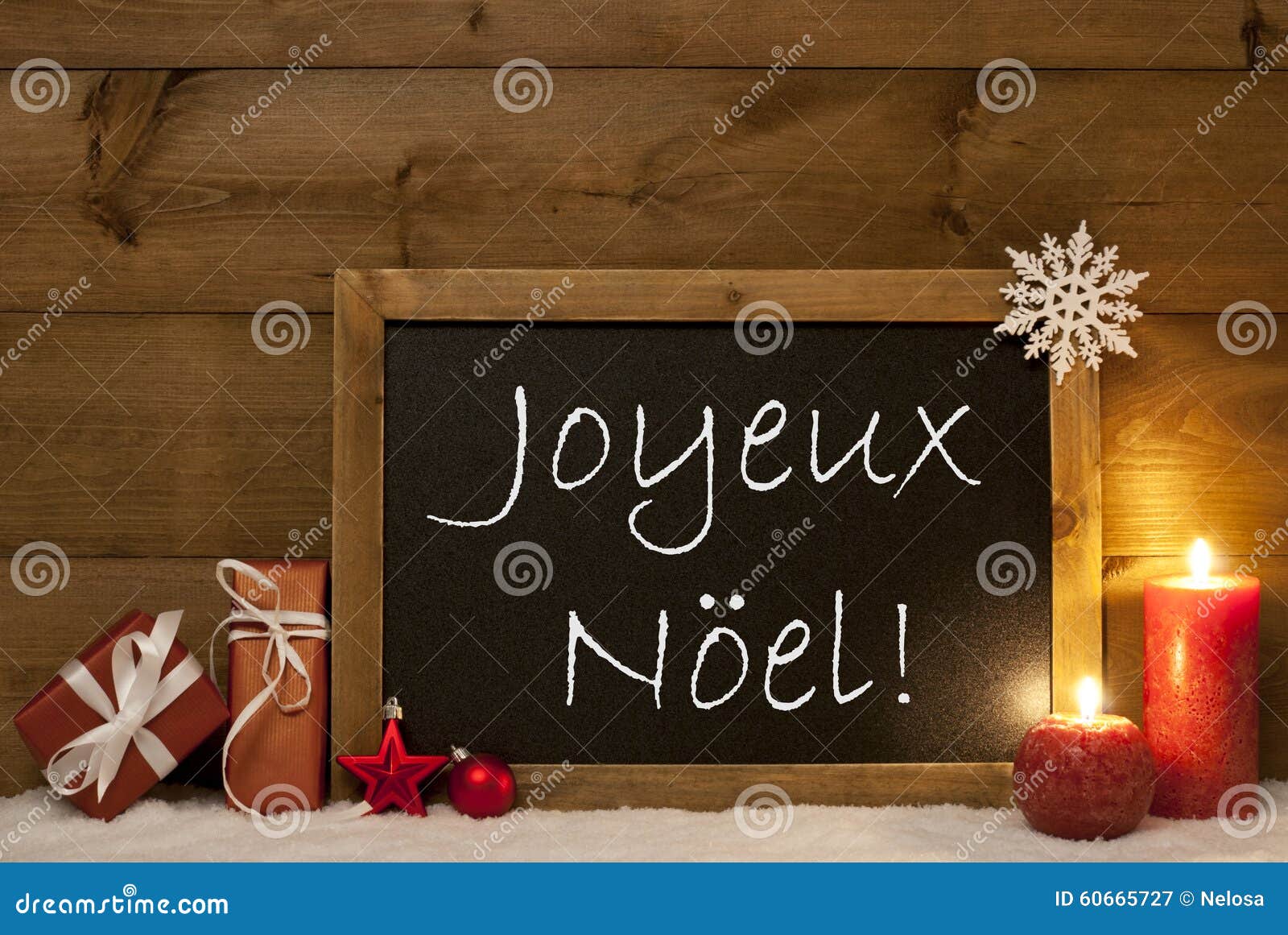 festive card, blackboard, snow, joyeux noel mean merry christmas