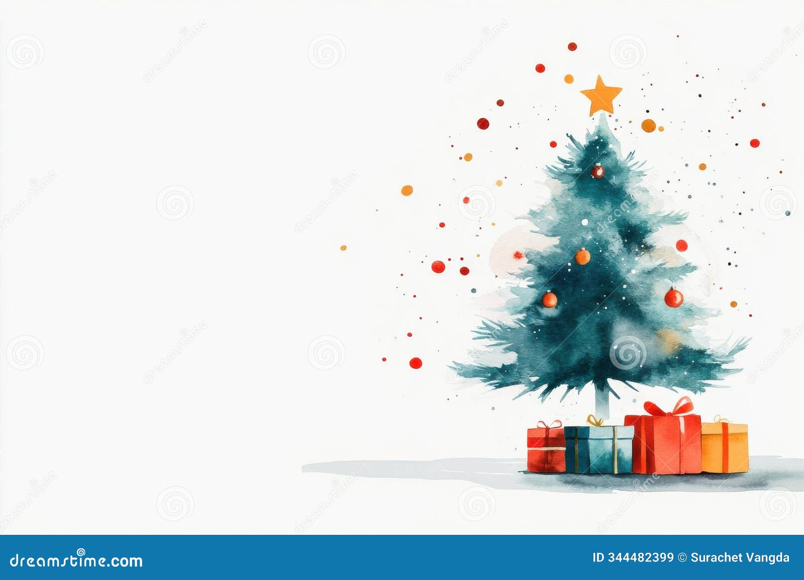 festive christmas tree with wrapped presents