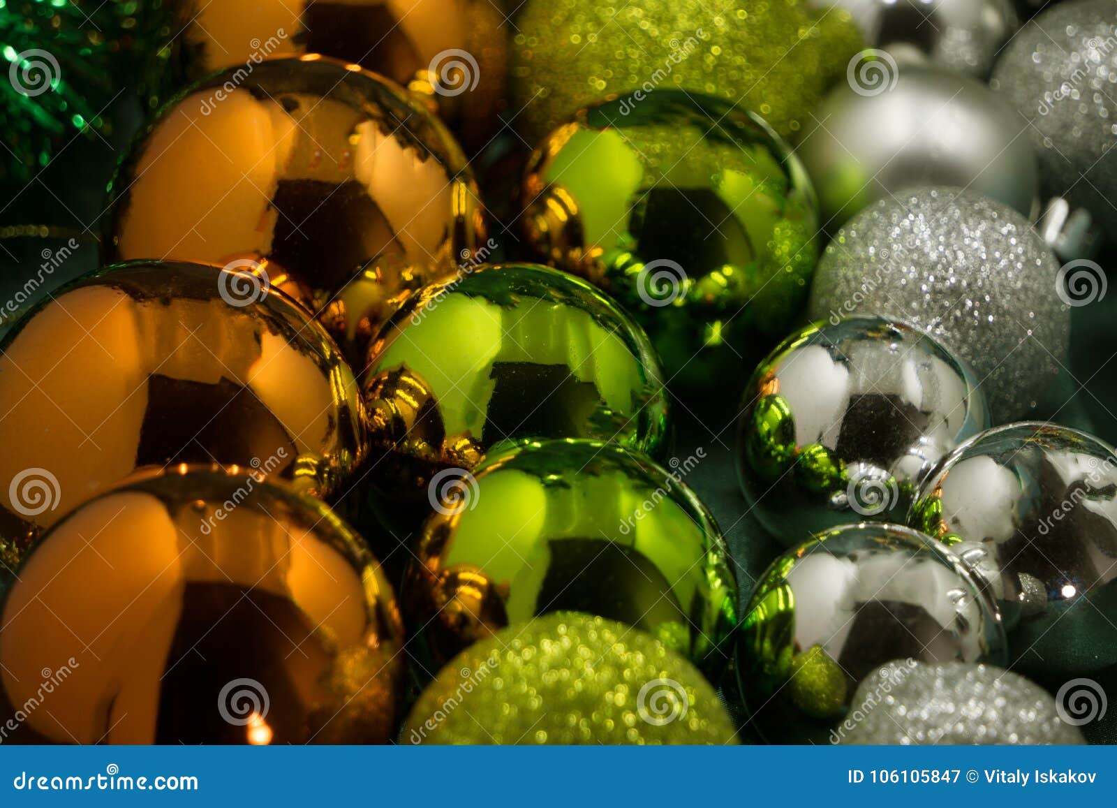 Festive Colorful Christmas Balls, Brightly Xmas Decoration Stock Image ...