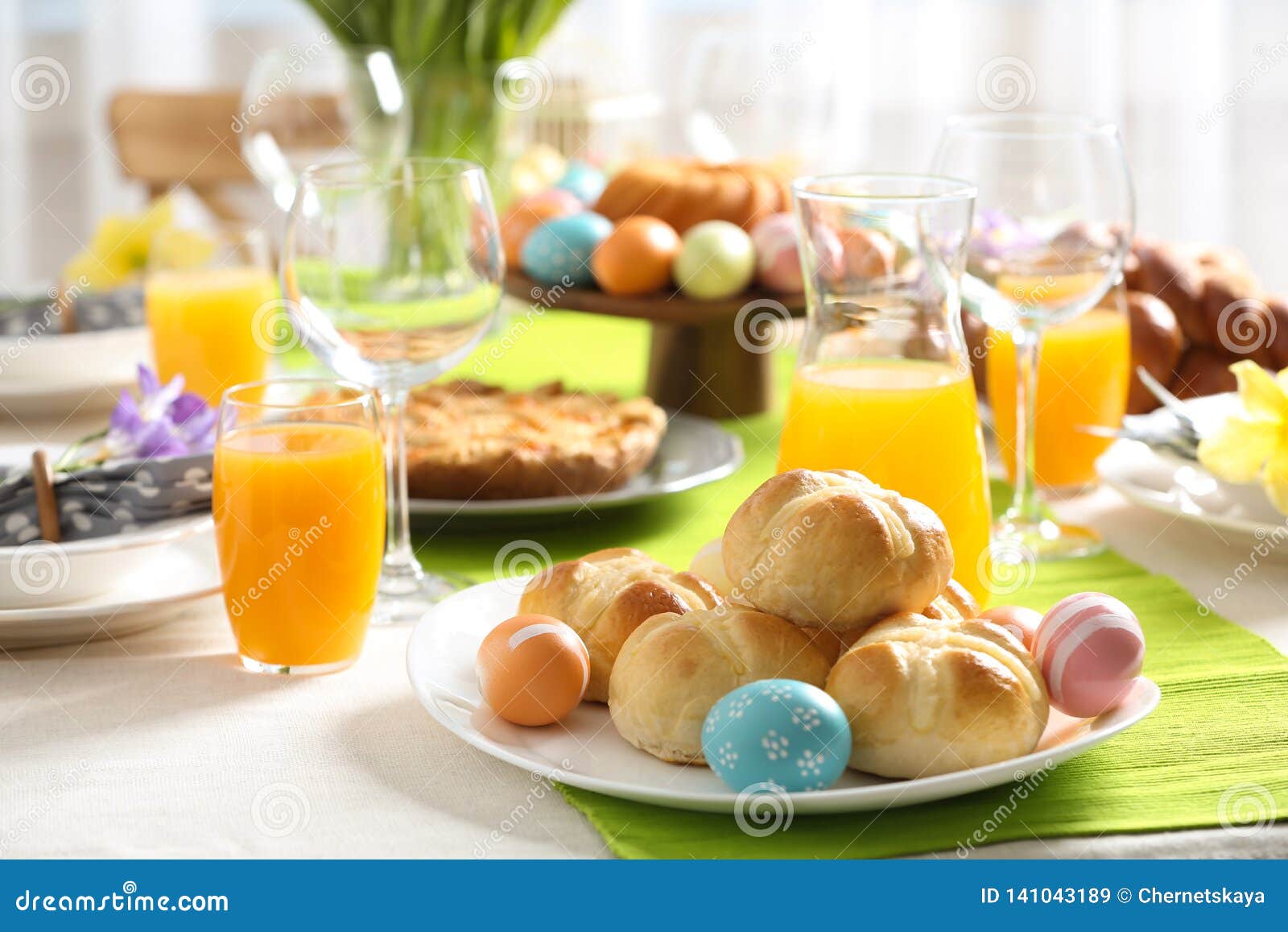 Festive Easter Table Setting Stock Image - Image of background ...