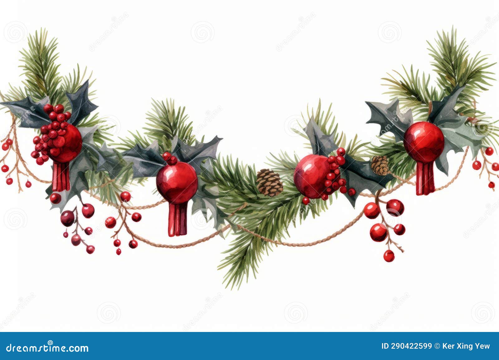 Festive Garland Clip Art stock illustration. Illustration of branch 290422599