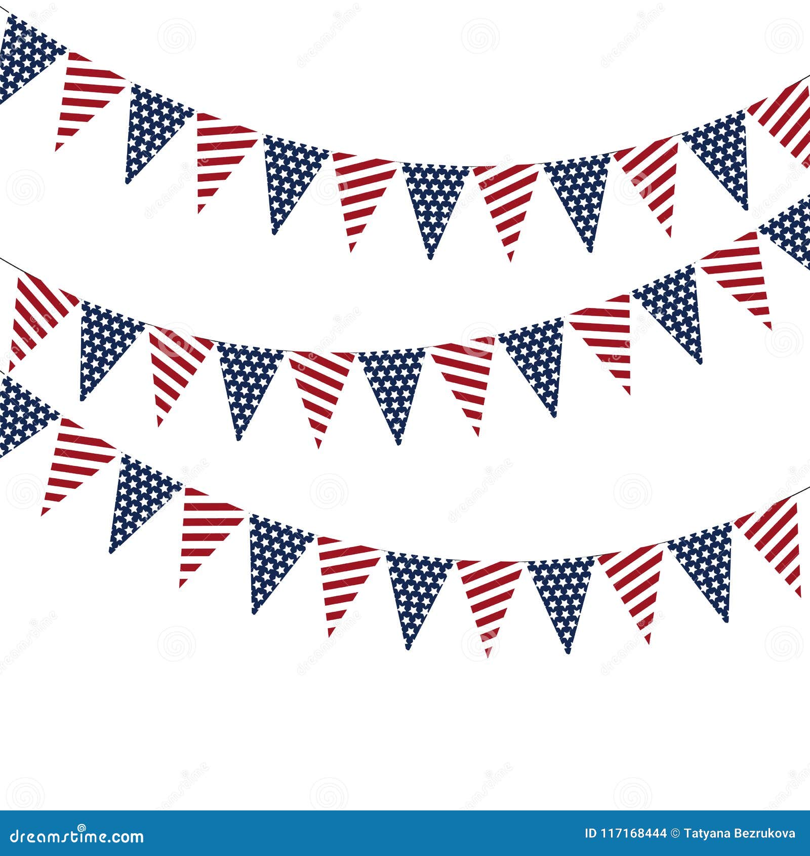 Festive Garlands of American Flags on a White Background. Stock ...