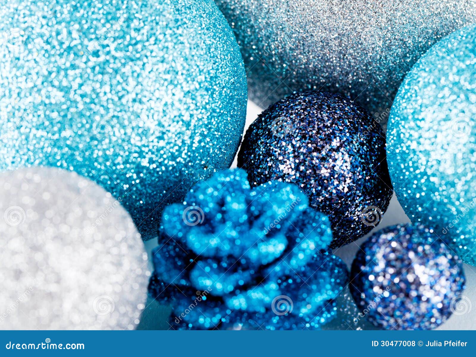 Festive Glitter Christmas Decoration Silver Blue Stock Photo Image of