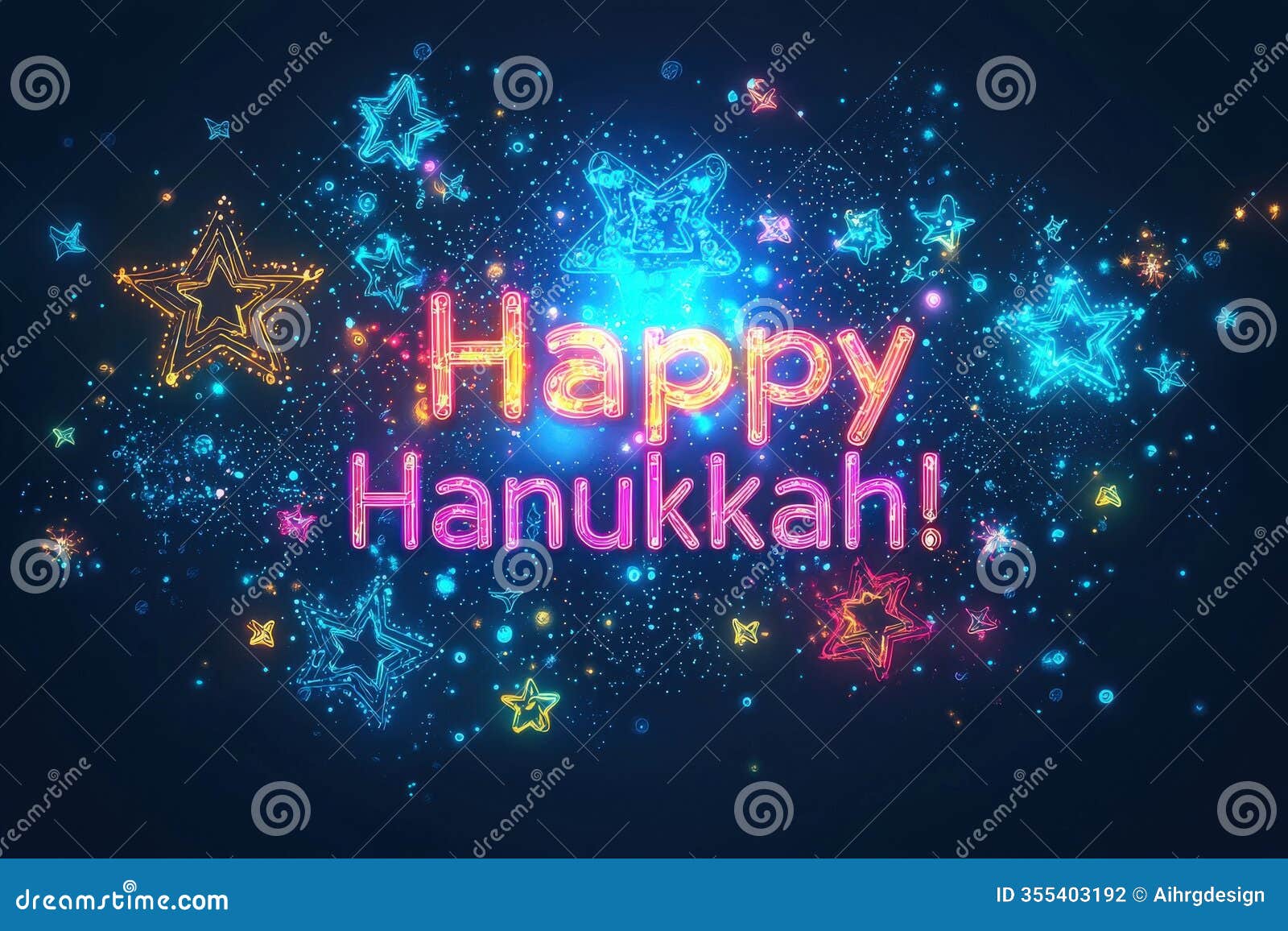 celebrate hanukkah with colorful lights and festive decorations in a vibrant display